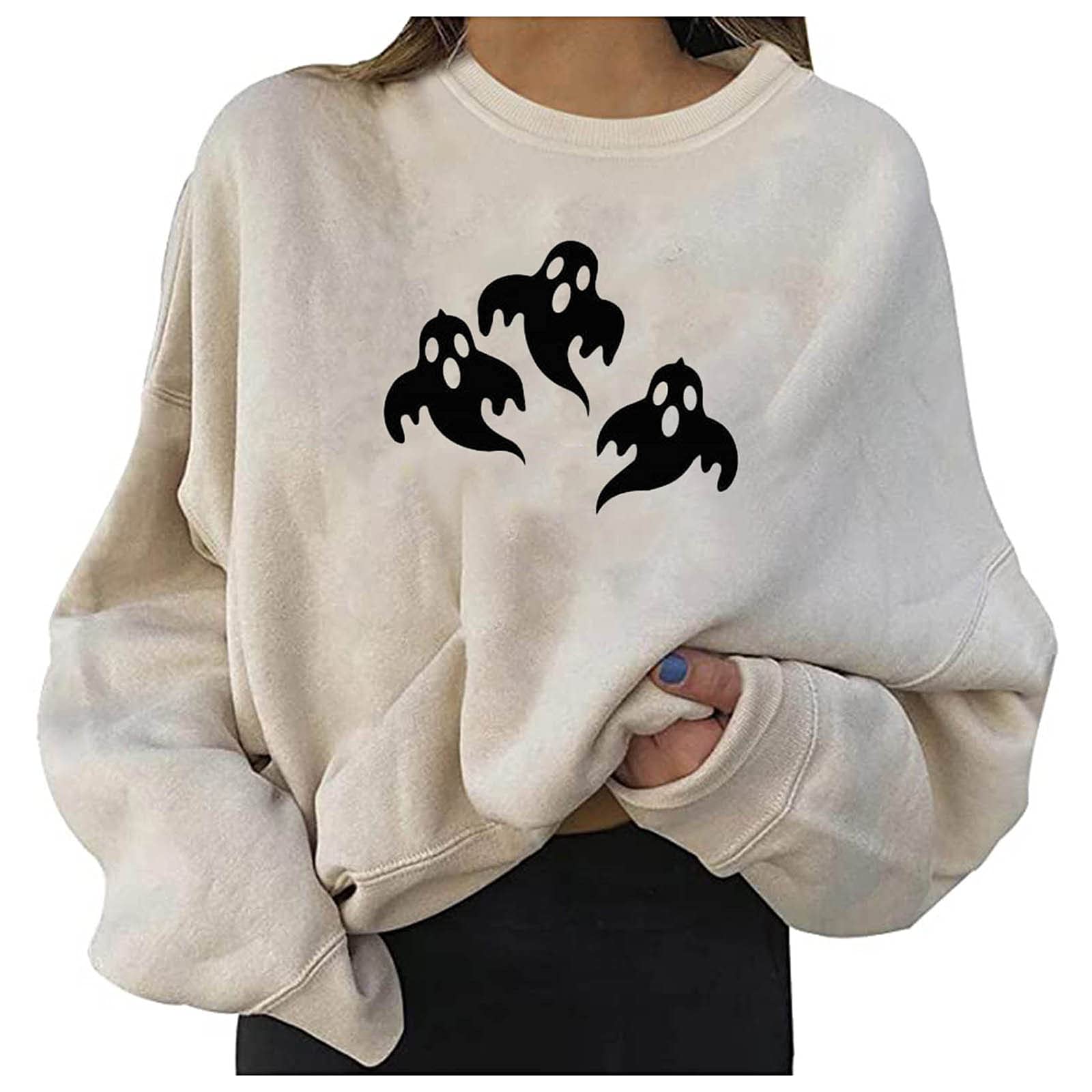 YuyuTangFu Women's Halloween Costume Blouse - Long/Short Sleeve O-Neck Printed Casual Hoodie for Cosplay, Party & Holiday Events