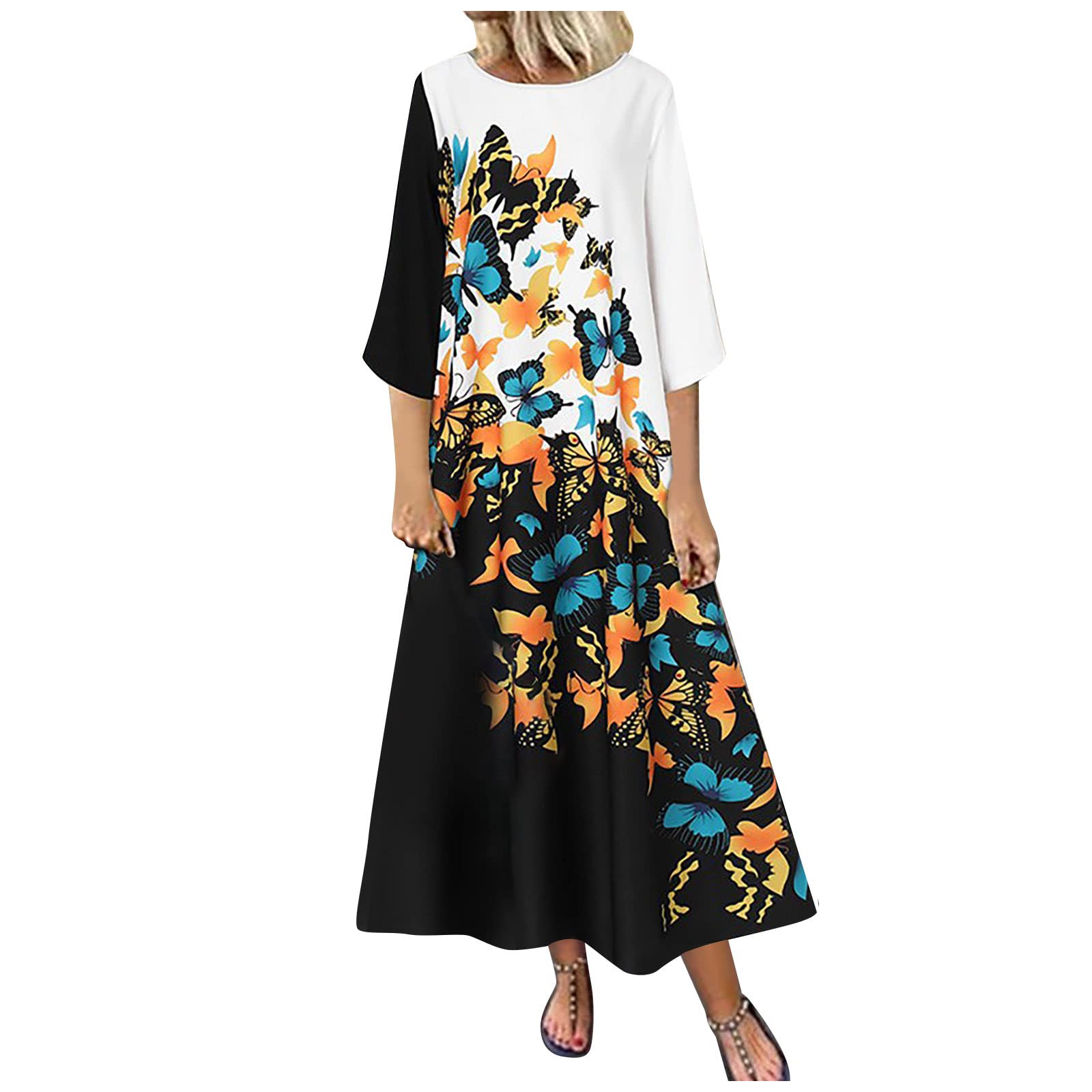 Stylish Ladies Polyester Encanto Floral Midi Dress - Loose Fit, Short Sleeve, Button Front Summer Work Dress for Women | Perfect for Office, Casual Outings & Summer Parties