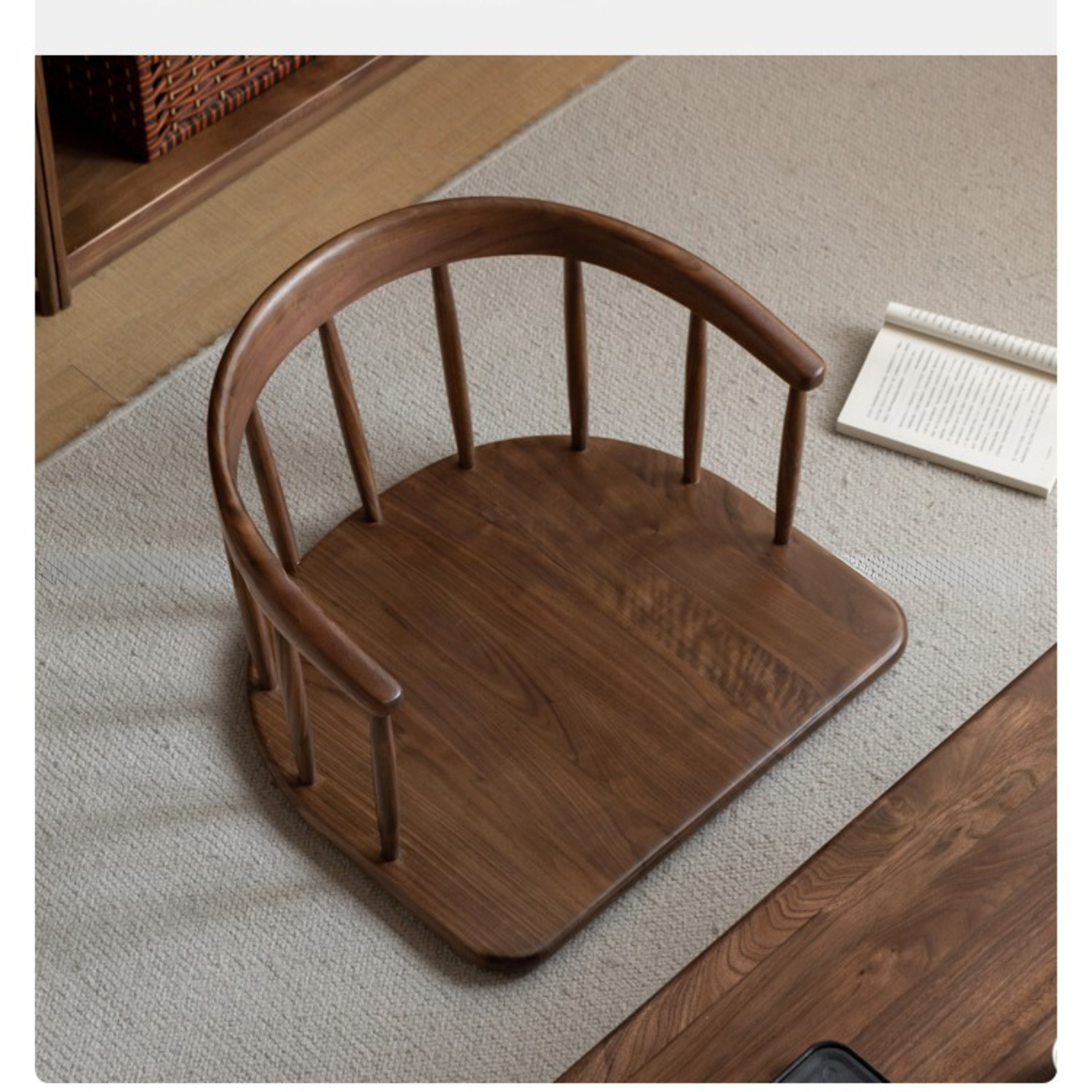 Premium Black Walnut Solid Wood Tea Chair - Handcrafted Rustic Dining Chair for Tea Room, Cafe & Home Decor - Comfortable & Durable Wooden Seat for Relaxation