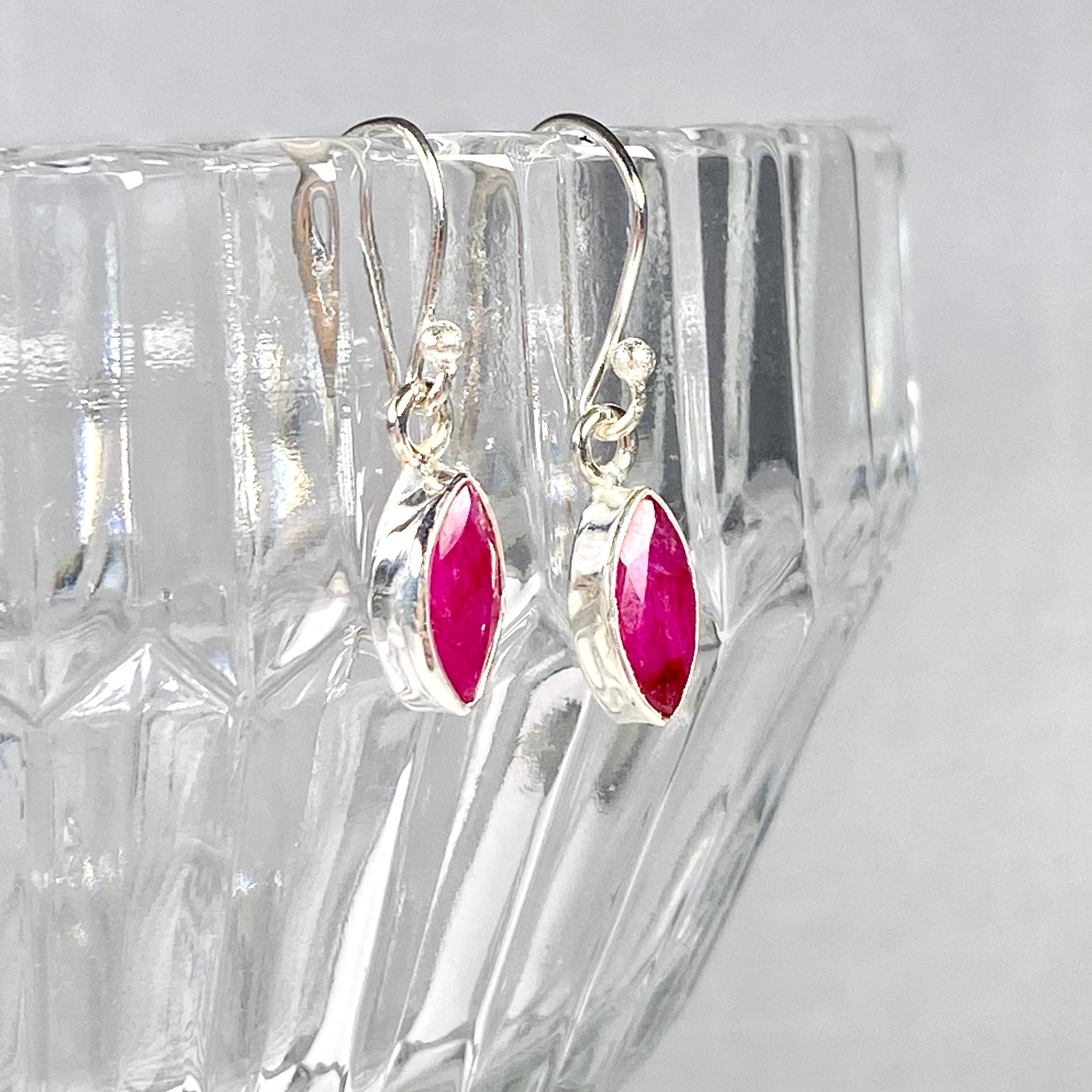 Exquisite Ruby Petite Marquise Faceted Earrings R2363 RBM - Elegant Jewelry for Parties, Weddings & Special Occasions