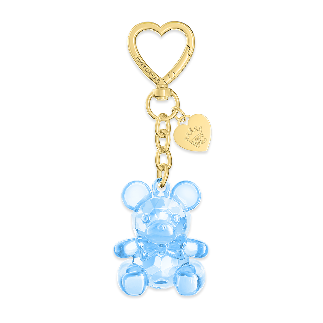 Blue Teddy Bear Keychain - Cute Plush Bag Charm for Women & Girls - Perfect for Backpacks, Purses, and Gift Giving