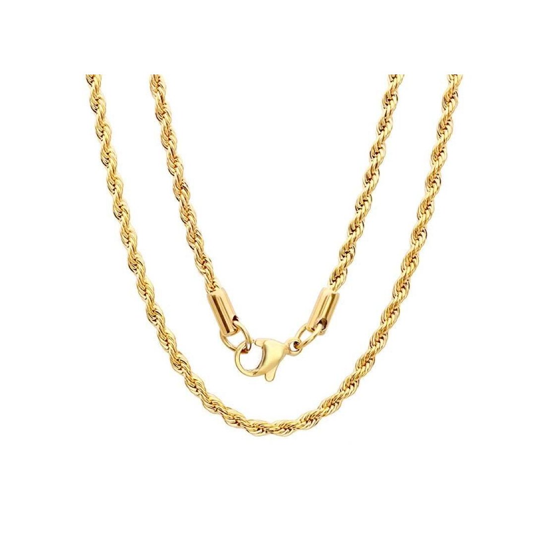 2.5MM 050 Yellow Gold Rope Chain Necklace - .925 Sterling Silver - Sizes 8-28 Inches - Perfect for Layering, Gifting & Everyday Wear