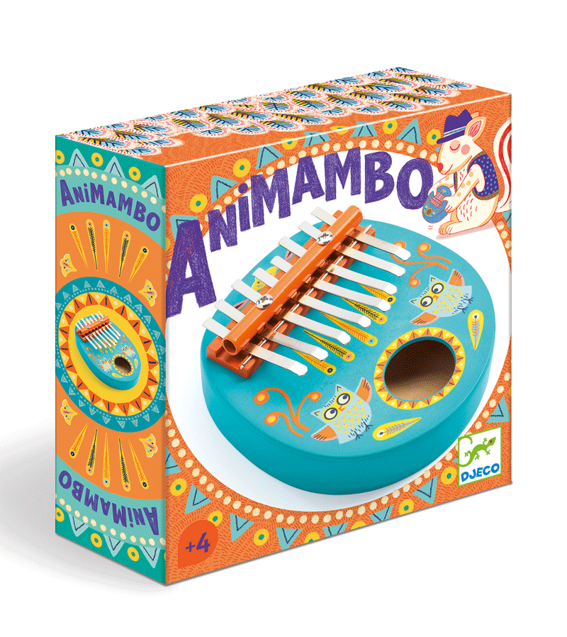 Animambo Kalimba by Djeco - 17 Key Thumb Piano, Wooden Musical Instrument for Kids & Adults - Perfect for Relaxation, Music Therapy & Home Decor