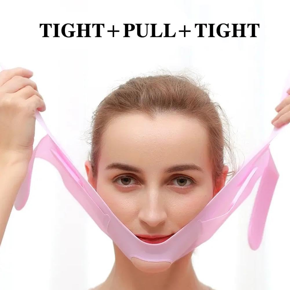 SHANIX IMPEX™ Silicone V Face Mask - Face Lift Up Belt for Cheek & Chin Slimming - Double Chin Reducer for Women & Men - Skin Tightening Facial Bandage Mask (1 Count) - Perfect for Home Spa, Anti-Aging & Facial Contouring