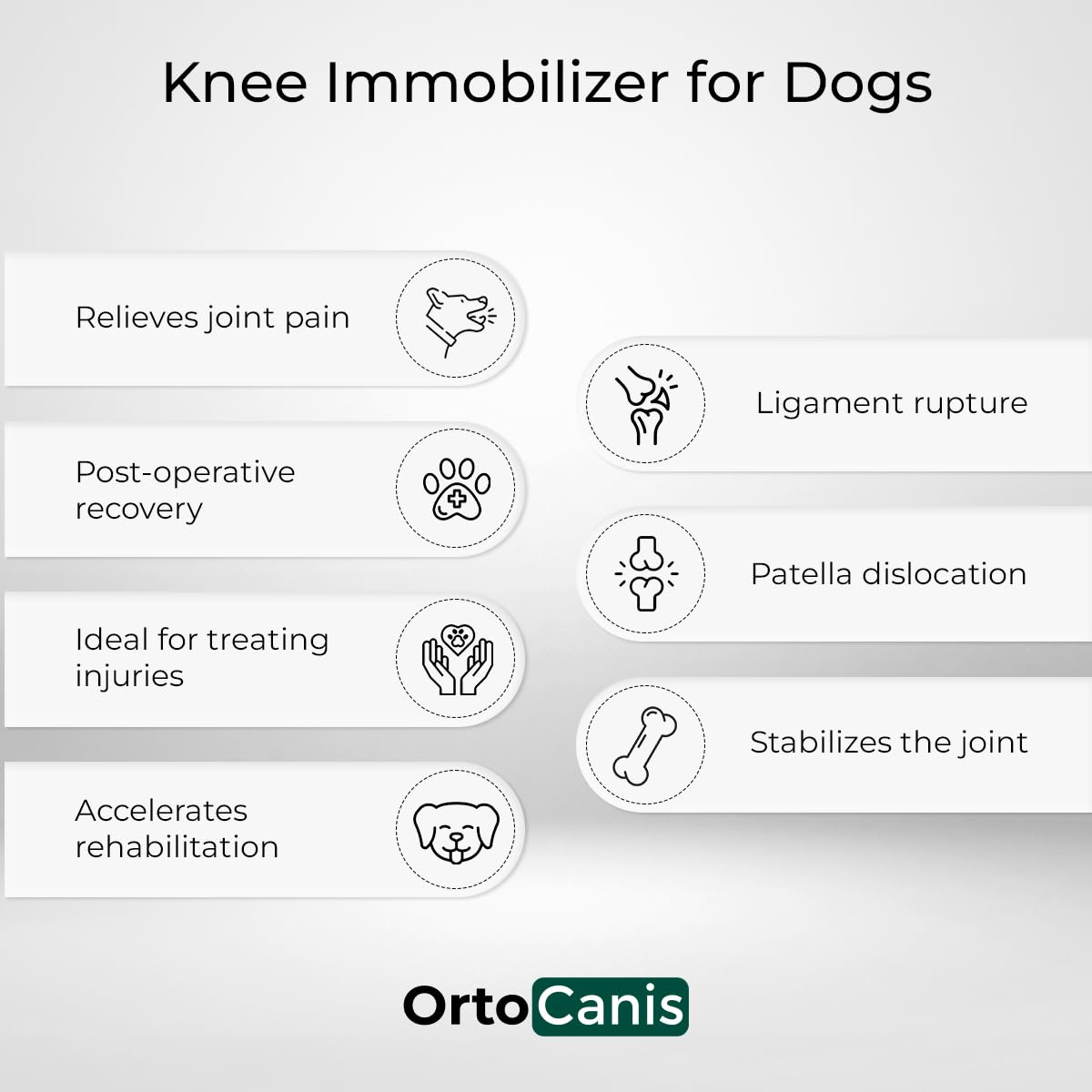 Ortocanis Dog Knee Brace for Torn ACL Hind Leg - Dog ACL Knee Brace for Ligament Rupture & Patella Luxation - Adjustable Dog Back Leg Support Brace for Large Dogs - XXL Size Right Leg - Perfect for Post-Surgery Recovery & Active Dogs