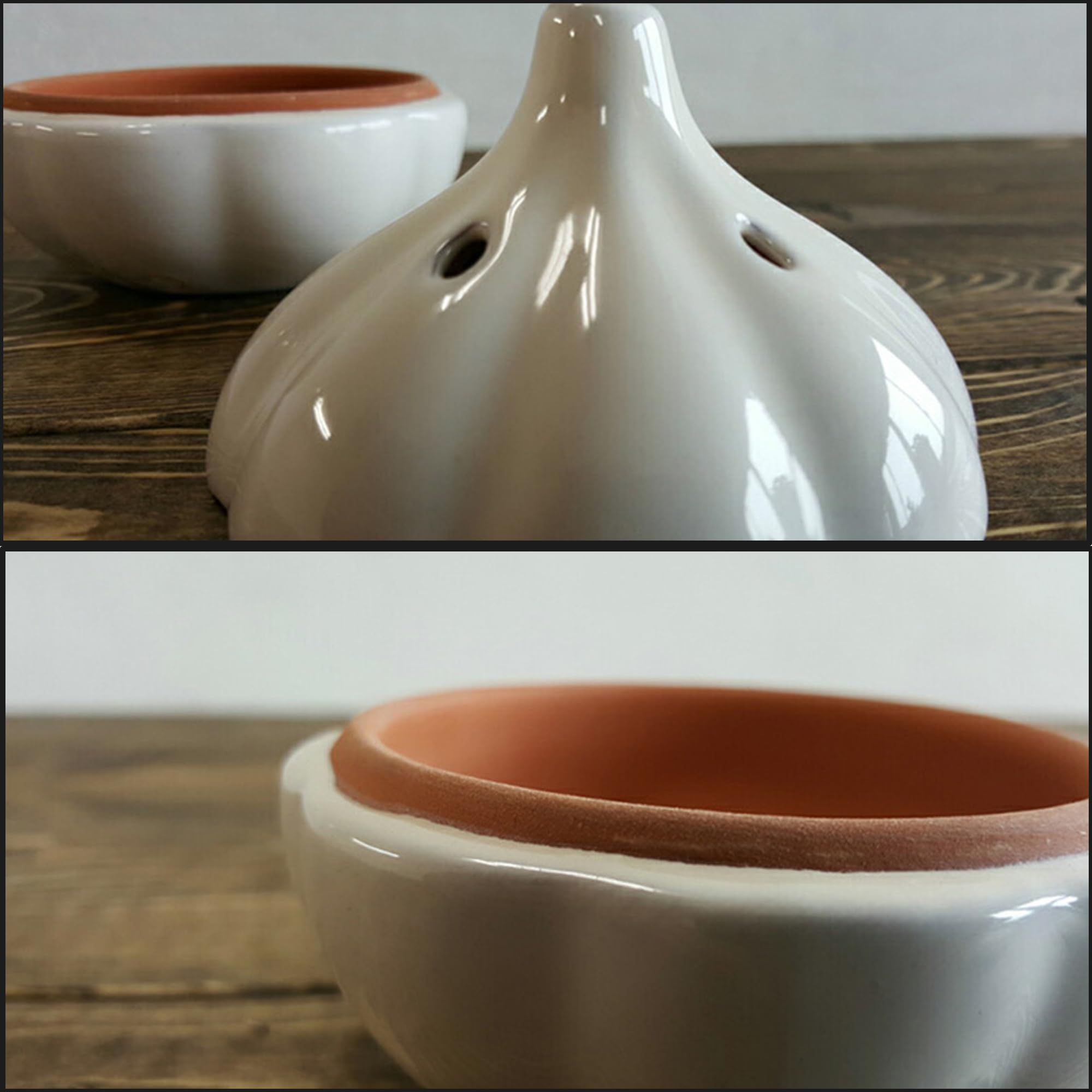 Ceramic Garlic Keeper Storage Jar - Breathable Garlic Holder Container for Countertop, Kitchen Organizer to Keep Garlic Cloves Fresh Longer | Perfect for Home Cooking, Meal Prep & Pantry Organization