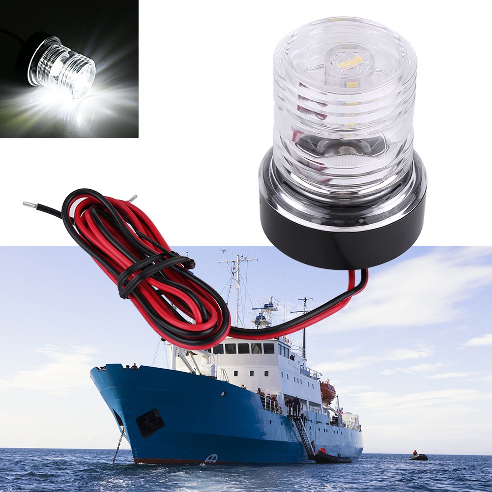 12V LED Marine Navigation Anchor Light - 360° All-Round White Boat Light with Strobe Function for Safe Night Sailing & Docking | Waterproof & Durable for Yachts, Sailboats, and Fishing Vessels