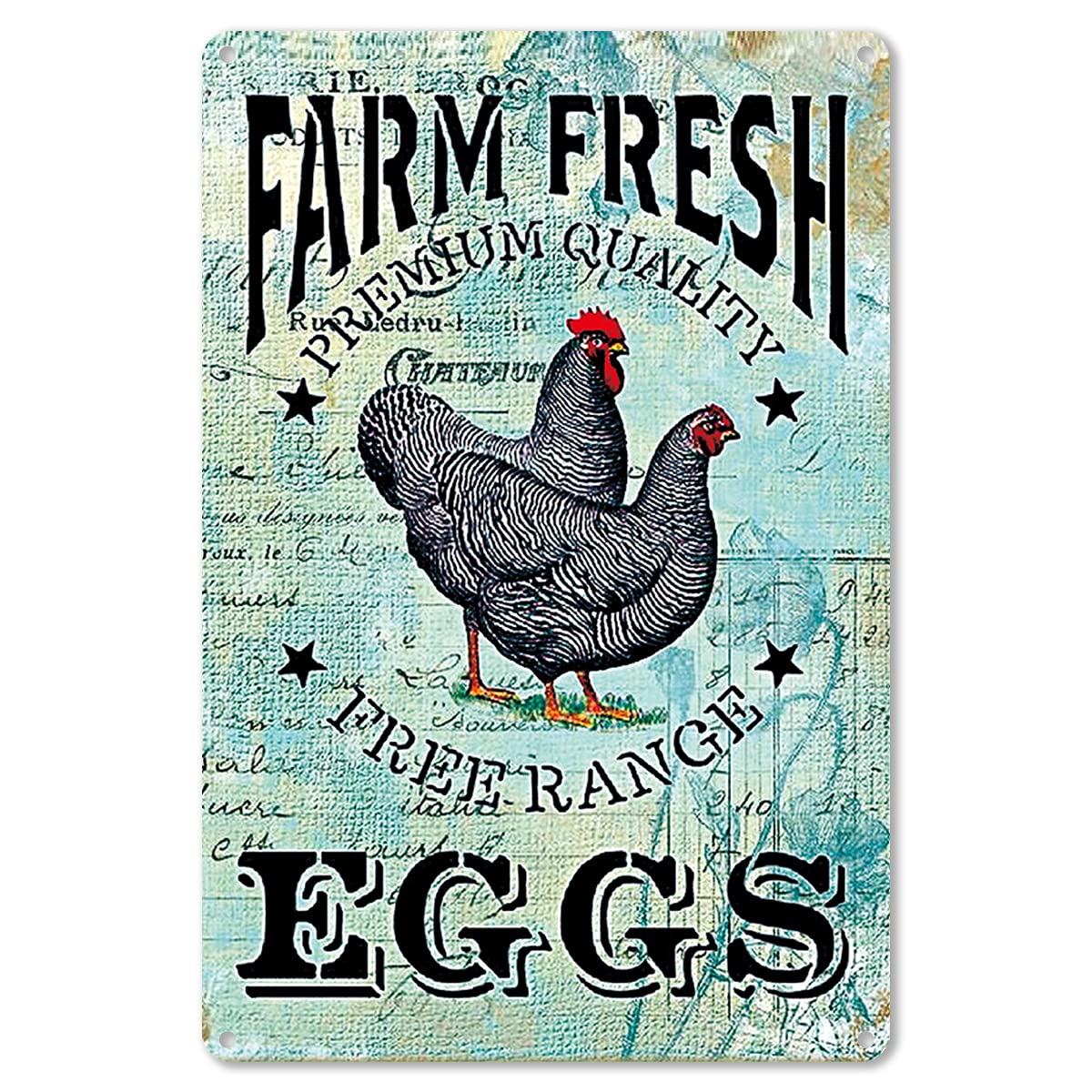 Vintage Chicken Coop Farm Metal Tin Sign - 8x12 Inch Rustic Wall Decor for Kitchen, Farmhouse & Home - Funny Quote Retro Farmhouse Decor Gift for Women, Men & Friends (Sand Color) - Perfect for Country Kitchen, Barn Wedding & Farm-Themed Party Decorations