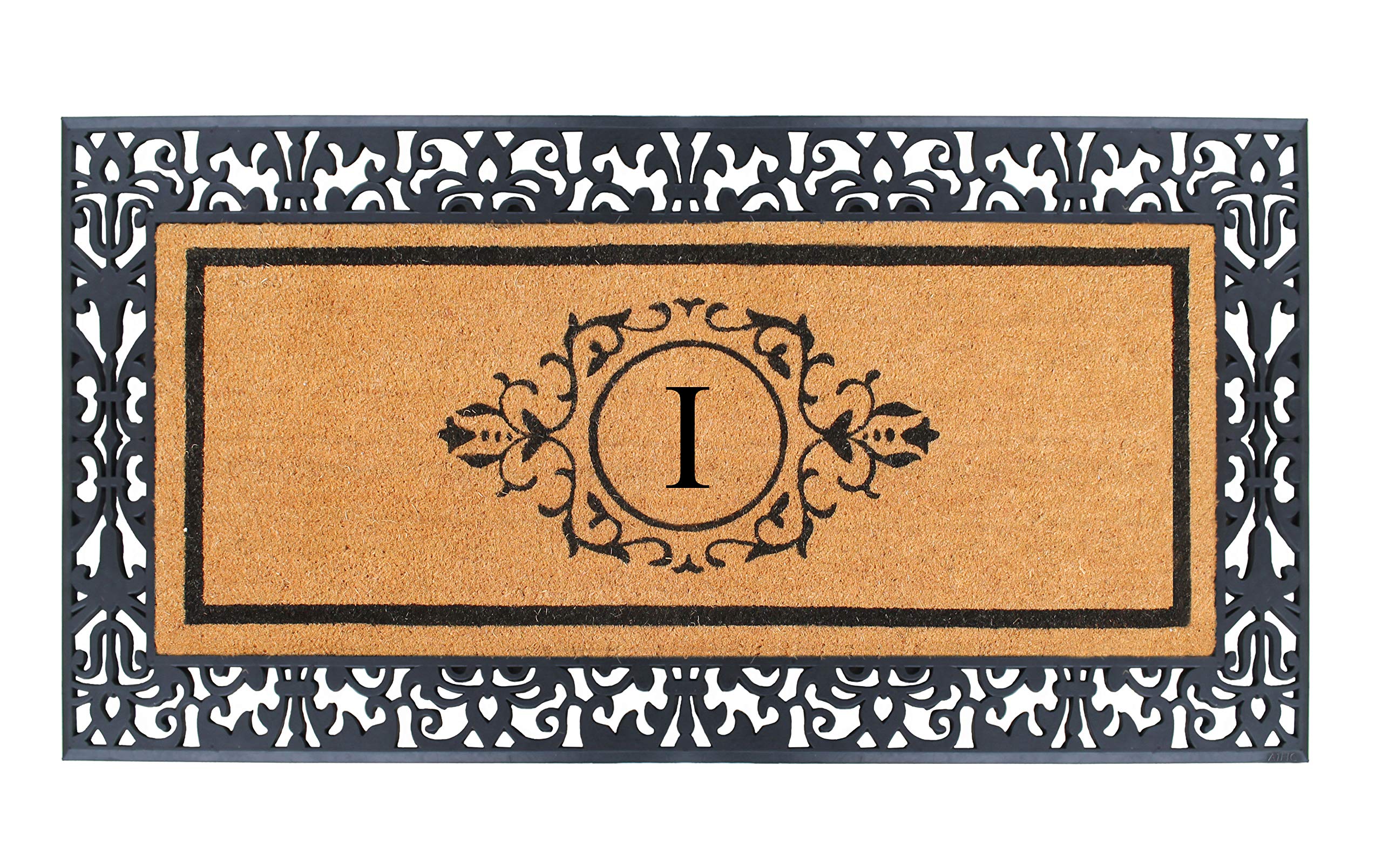 Premium Natural Coir Monogrammed Door Mat - Heavy Duty 30x60 Welcome Mat for Front Door, Outdoor Entrance, Porch - Durable, Thin Profile, Non-Slip - Perfect for Home, Office, Apartment Entryway Decor
