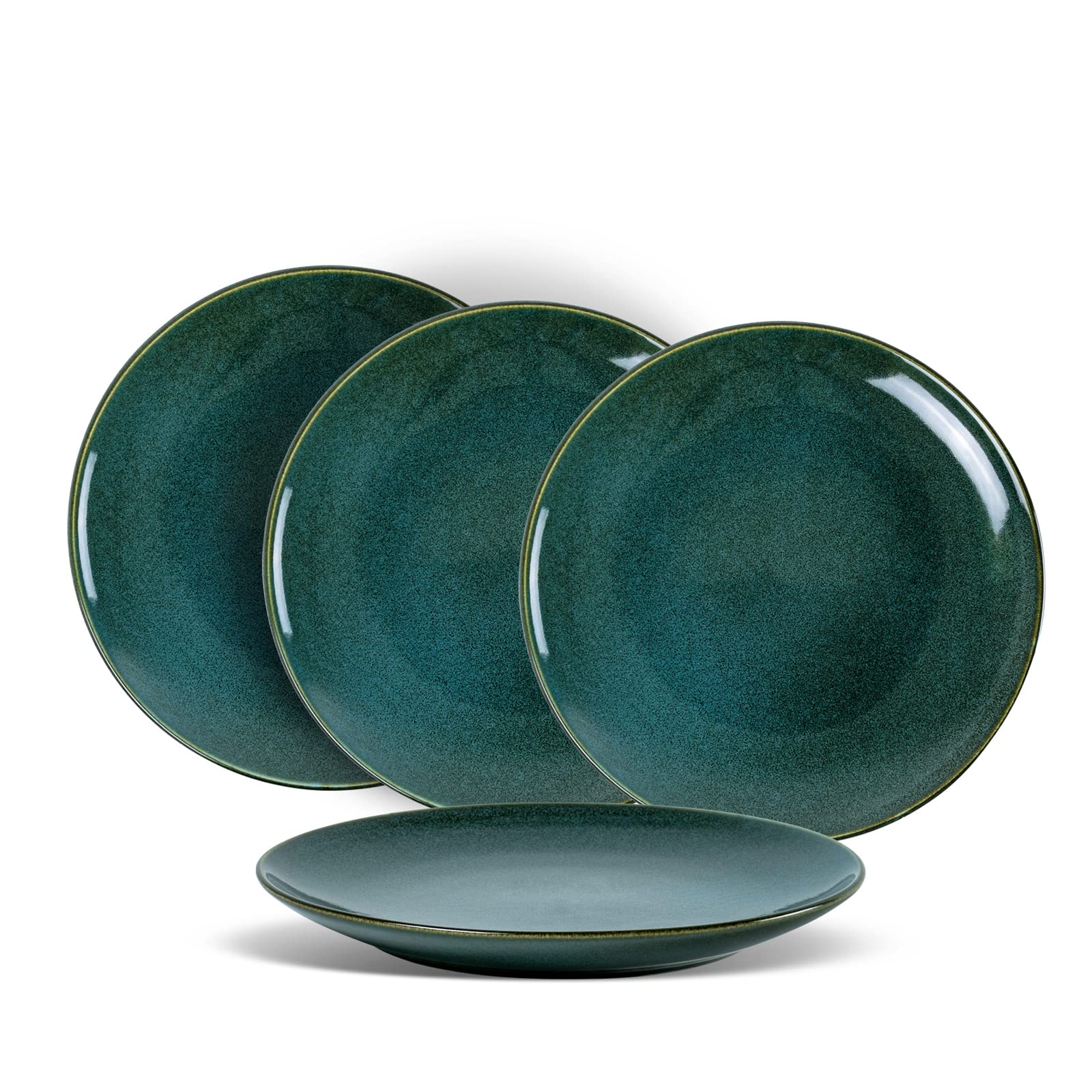 UNICASA 10.25 Inch Ceramic Dinner Plates Set of 4 - Porcelain Pasta Plates, Reactive Glaze Serving Dishes for Steak, Salad, Pizza - Dishwasher & Microwave Safe (Olive) - Perfect for Family Dinners, Restaurant Use & Party Entertaining