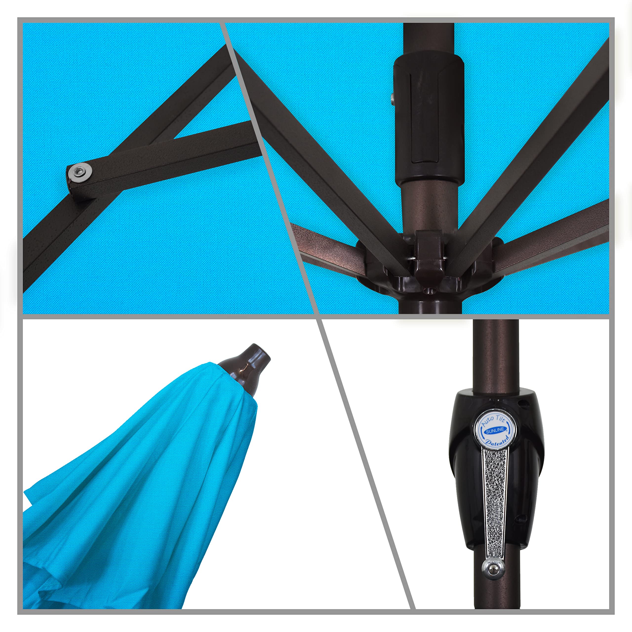 California ATA758117-56105 7.5' Round Patio Umbrella in Cyan Blue - Perfect for Outdoor Dining, Poolside Lounging & Backyard Relaxation