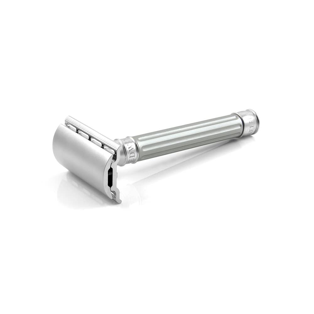 Edwin Jagger 3ONE6 Stainless Steel Safety Razor for Men - Premium Silver Shaving Razor with Close Shave - Perfect for Wet Shaving, Travel & Gift Giving