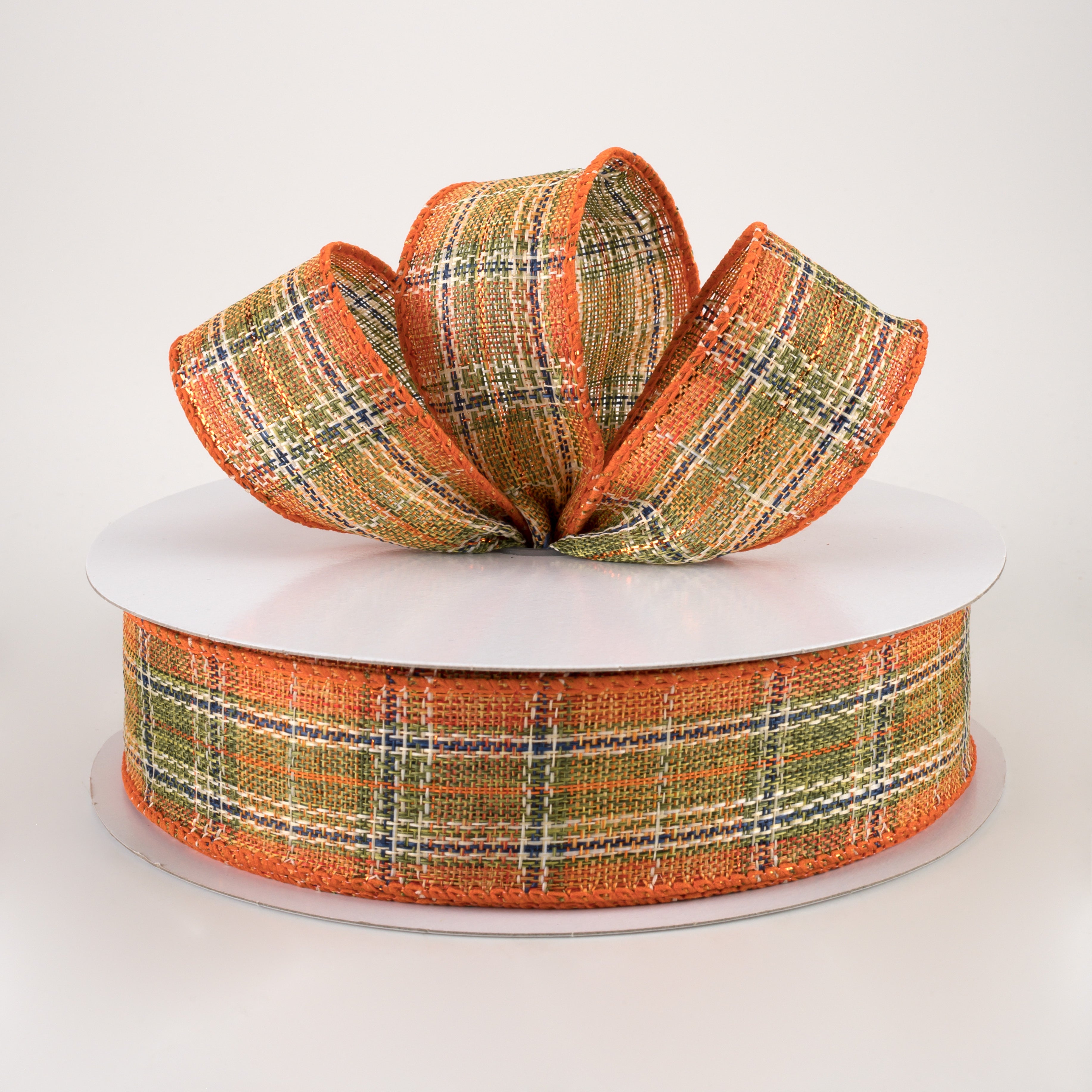 1.5 Inch Coarse Weave Metallic Plaid Ribbon - 50 Yards Bulk Roll for Fall Decorations, Gift Wrapping, DIY Crafts, and Holiday Scrapbooking
