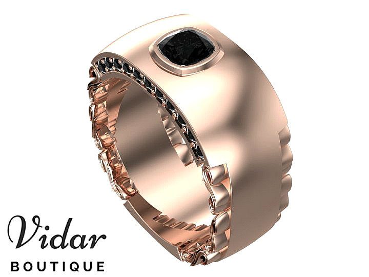 Unique Men's Black Diamond Wedding Band Ring - Elegant & Durable for Engagement, Anniversary & Special Occasions