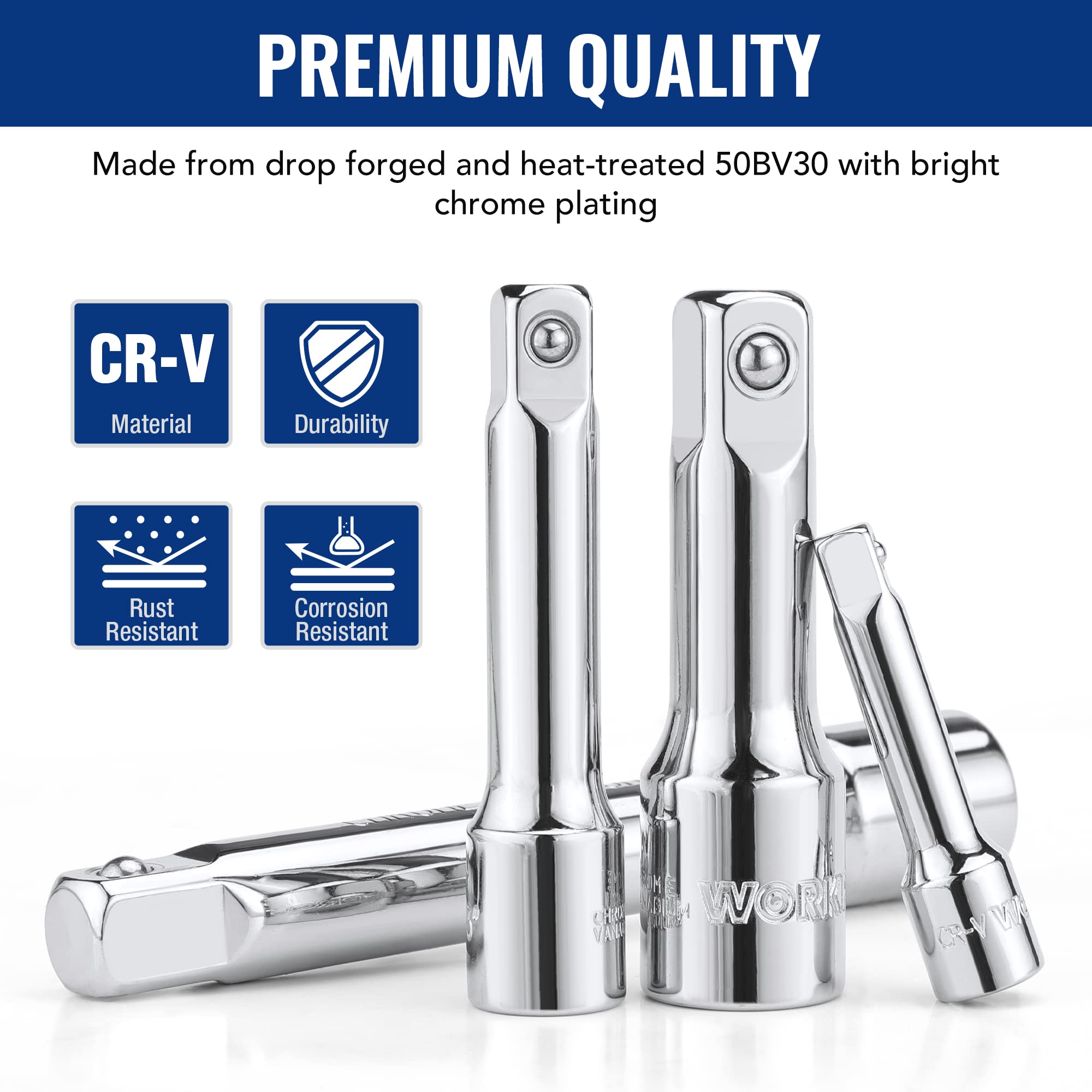 WORKPRO 19-Piece Chrome Vanadium Steel Drive Tool Set - 1/4