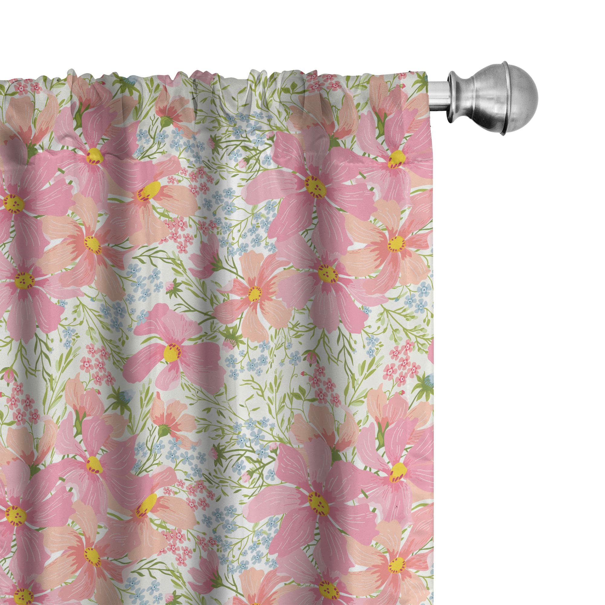 Ambesonne Floral Curtains - 2 Panel Set of 28