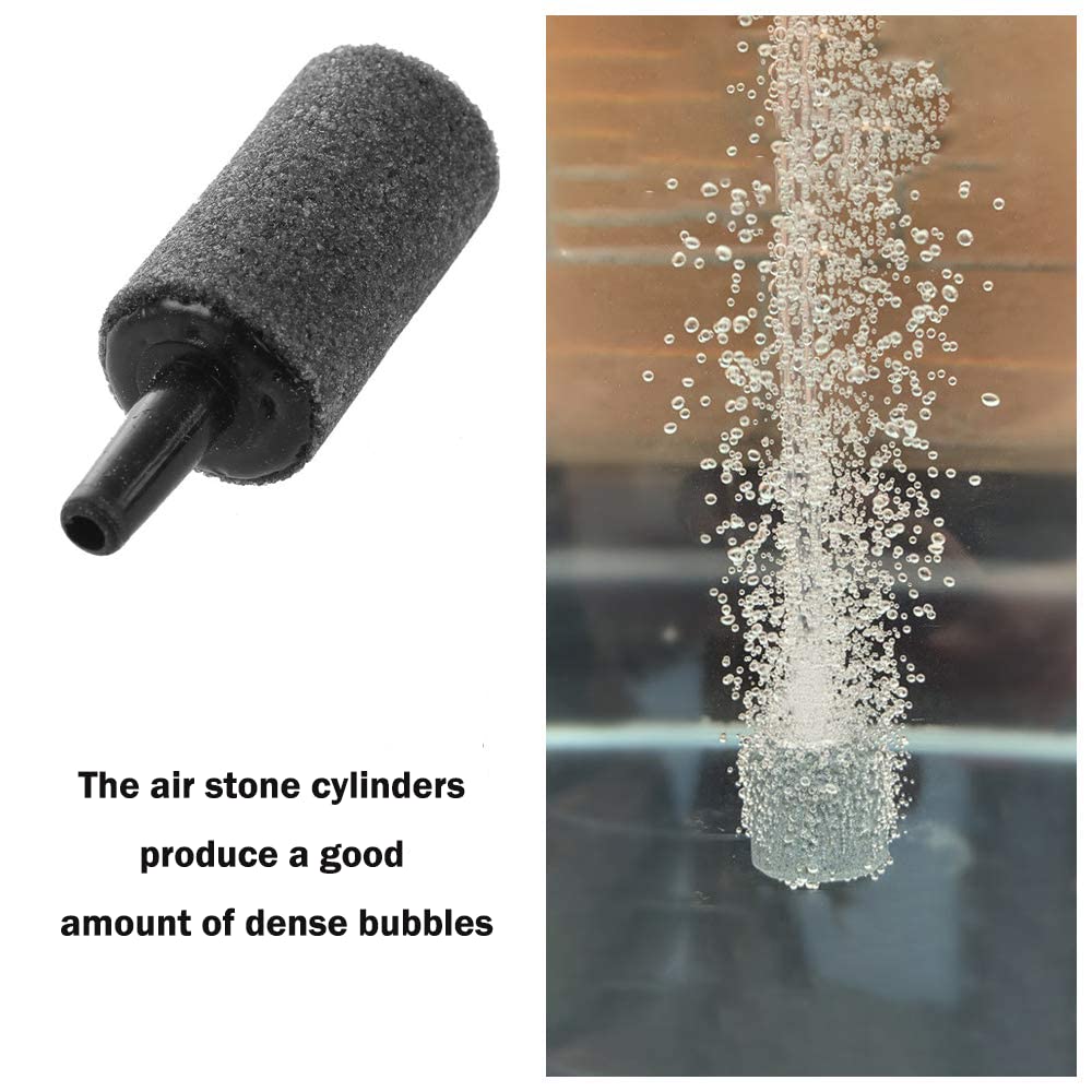 50 Pack 1 Inch Aquarium Air Stone - Cylinder Bubble Diffuser for Fish Tank, Hydroponics & Oxygenation - High Efficiency Grey Airstone Bubbler Pump Accessories (Ideal for Home Aquariums, Fish Breeding & Hydroponic Systems)