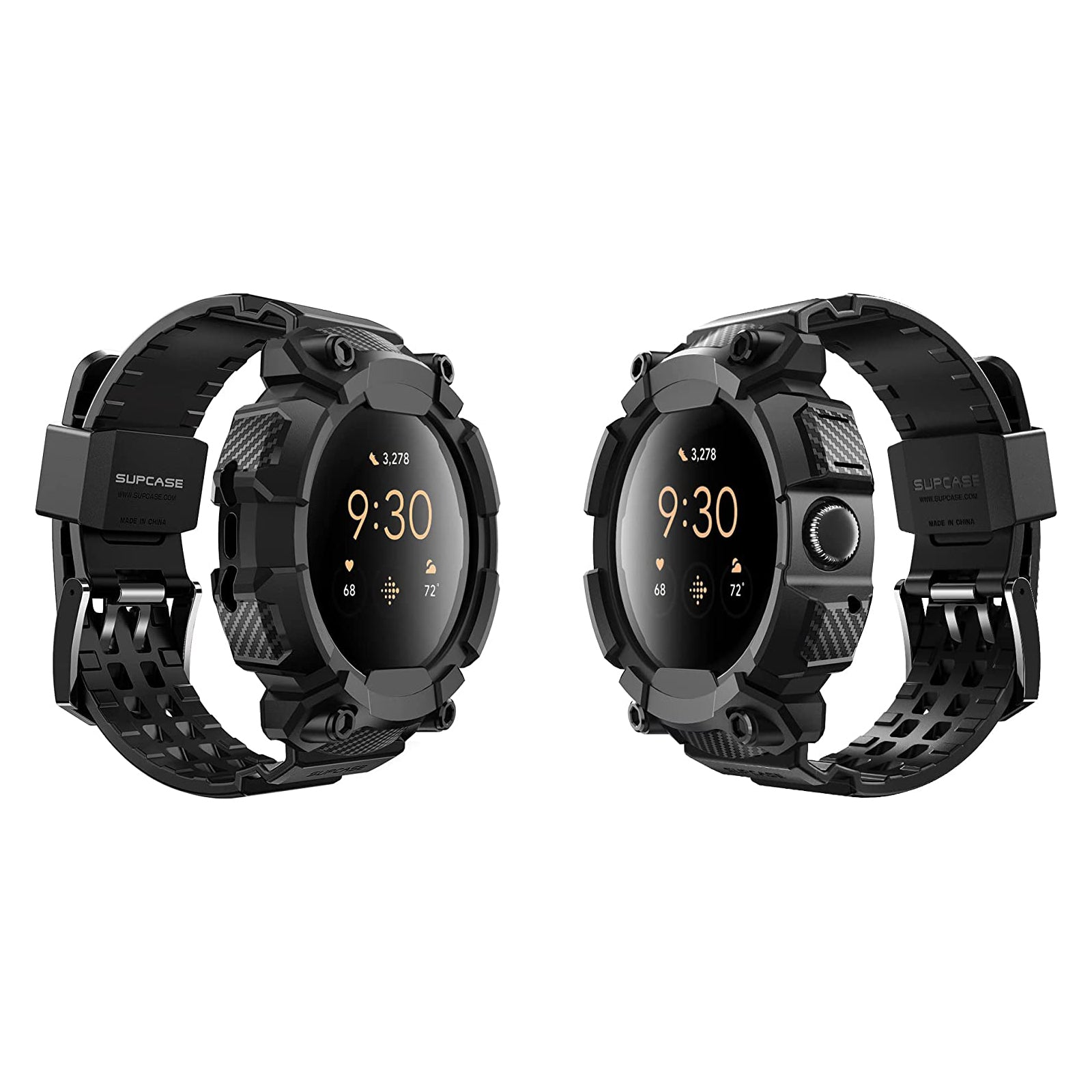 Google Pixel Watch 41mm Unicorn Beetle Pro Case with Wristband - Durable Black Protective Cover for Running, Swimming & Outdoor Activities