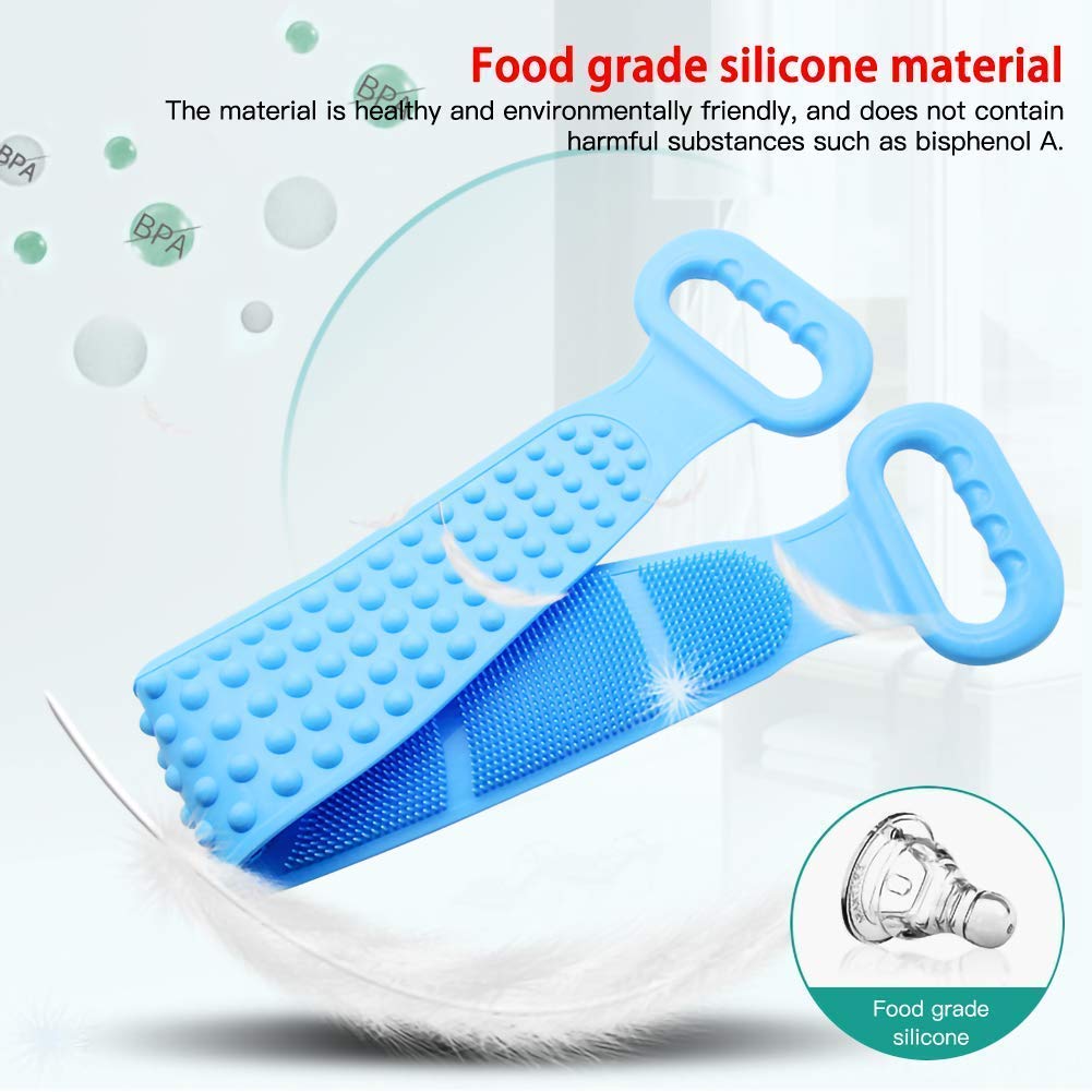 Yiqelu Silicone Body Bath Brush - Exfoliating Back Scrubber with Bath Belt, Eco-Friendly & Easy to Clean, Creates Rich Lather (Multicolor) - Perfect for Shower, Spa & Skin Care Routine