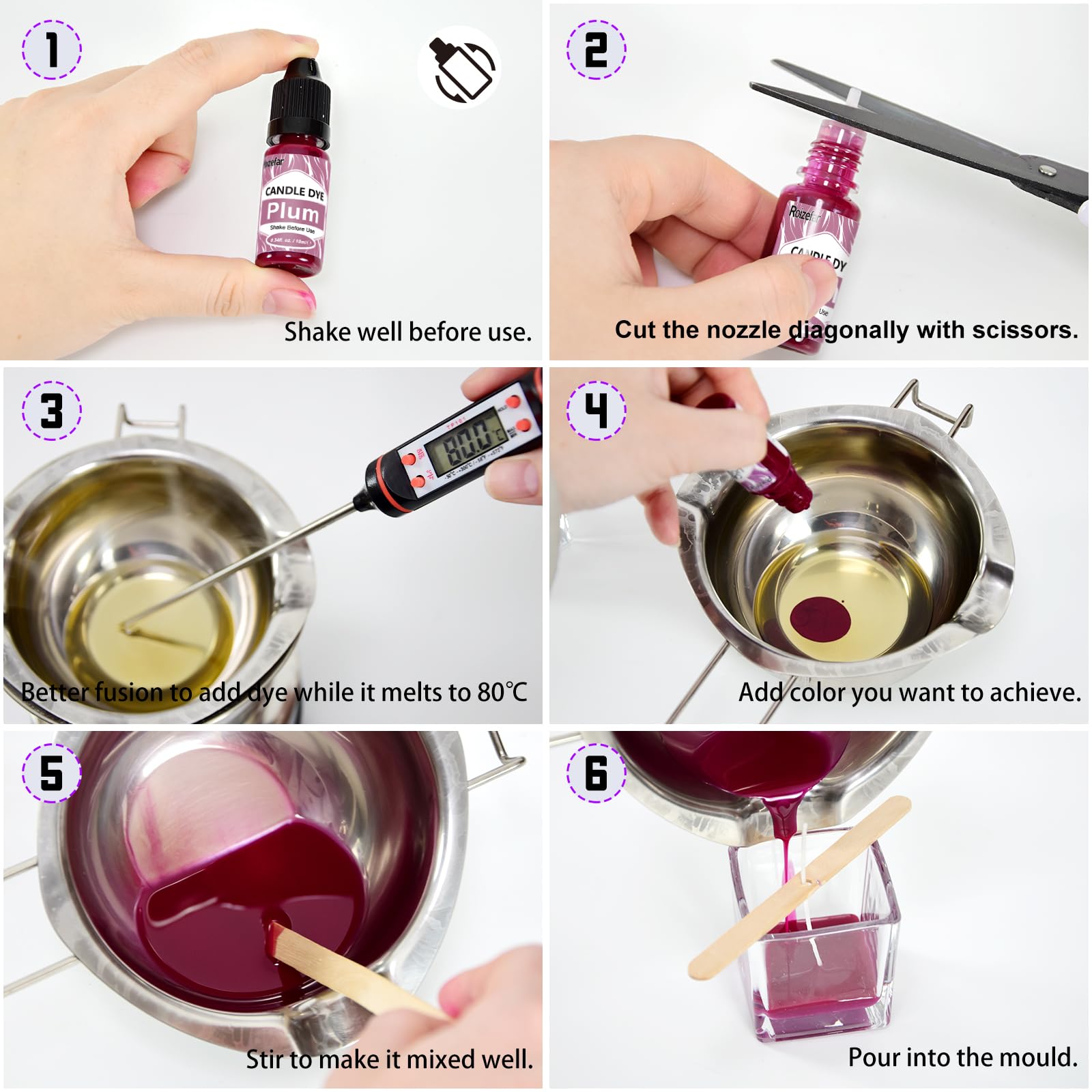 21 Colors Oil-Based Candle Dye - Highly Concentrated Liquid Wax Dye for Candle Making, Wax Melts & DIY Crafts - Perfect for Soy Wax, Paraffin Wax & Beeswax Projects