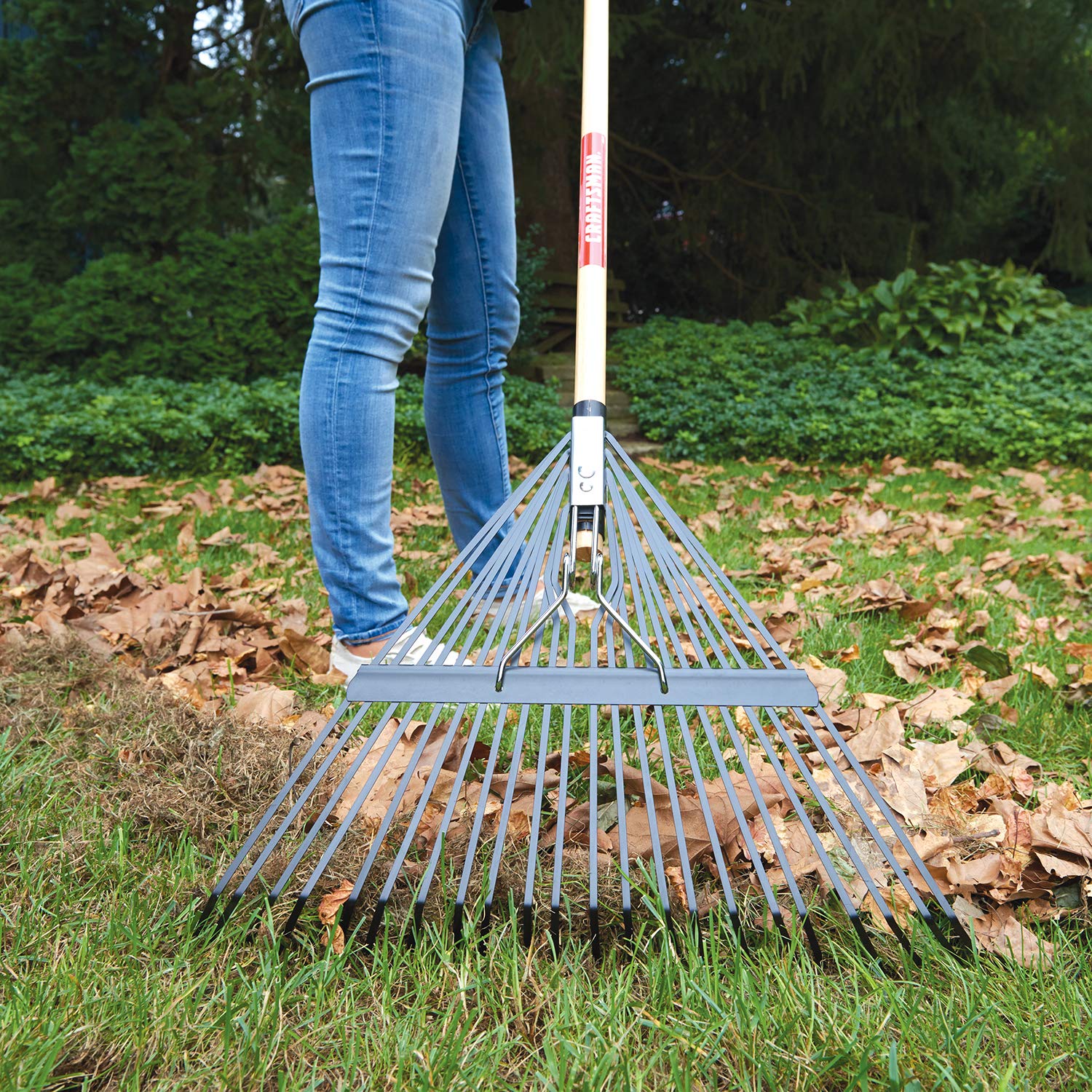 CRAFTSMAN CMXMKIT0190 3-Piece Leaf Clean-Up Set - Wavy Blade Hedge Shears, 22-Tine Wood Handle Lawn Rake & 6 Cu. Ft. Poly Tray Wheelbarrow (Red) - Perfect for Yard Work, Gardening, and Fall Leaf Cleanup