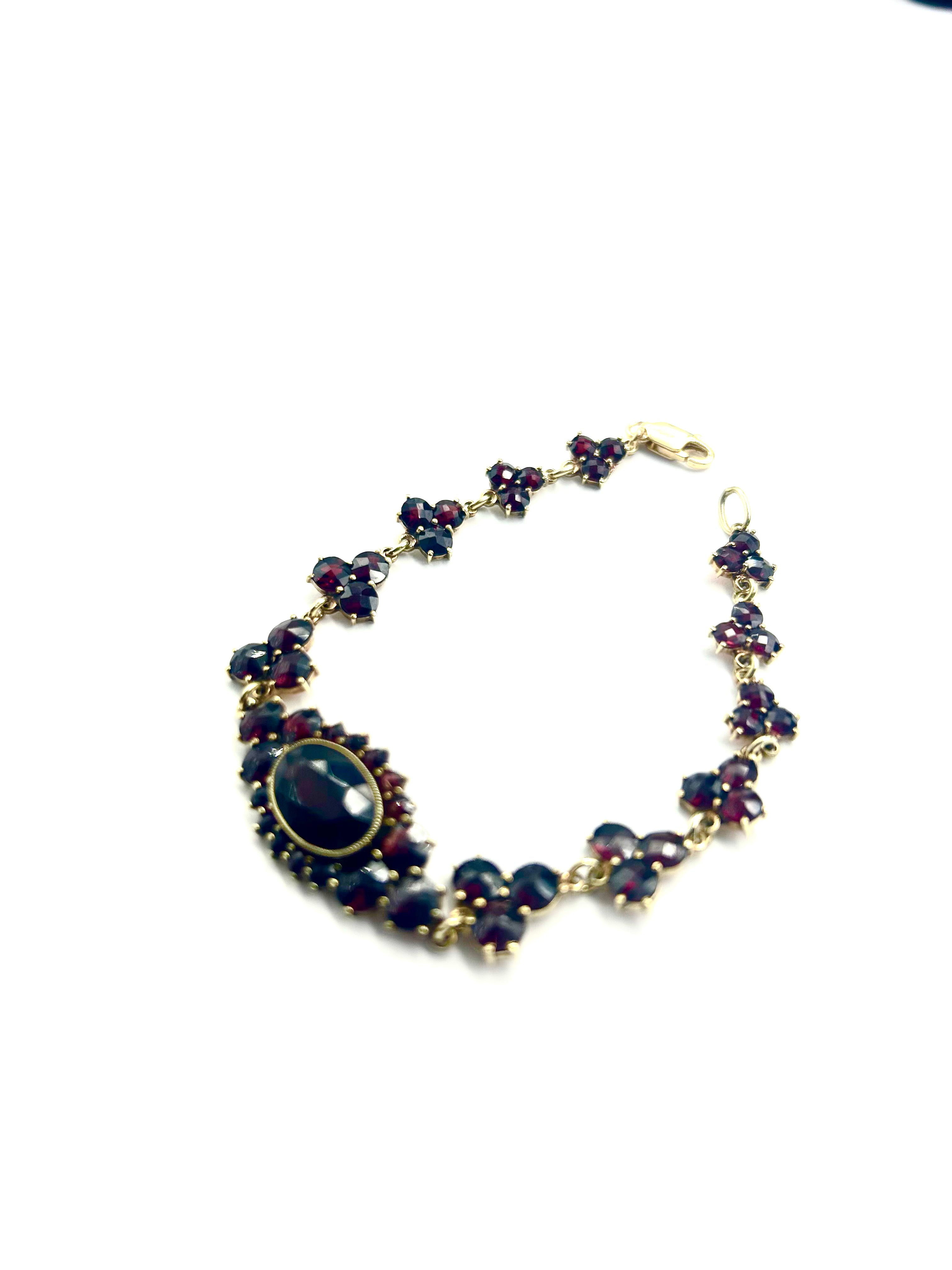 14K Yellow Gold Oval Milgrain Garnet Bracelet for Women – Elegant Jewelry Gift for Birthday, Anniversary & Special Occasions