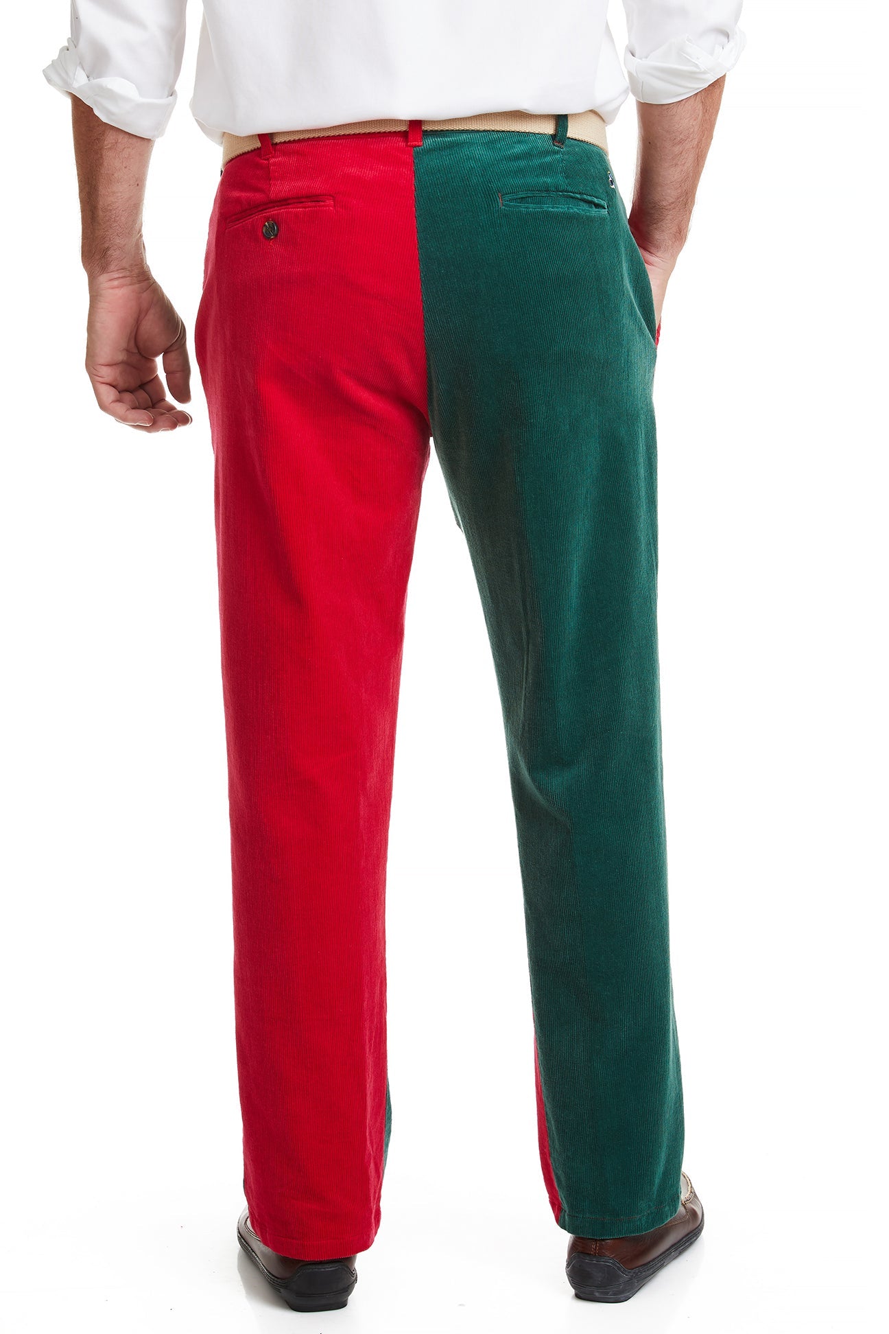 Beachcomber Corduroy Pants for Men - Hunter Green & Crimson Panel Casual Trousers | Perfect for Outdoor Adventures & Relaxing Weekends