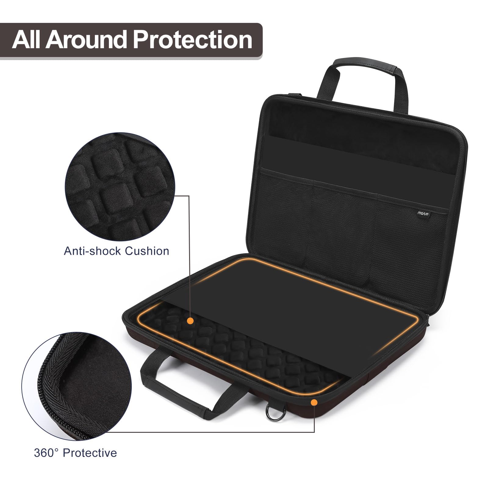MOSISO 17.3 Inch Laptop Hard Shell Case - Durable Computer Bag for MacBook Pro, HP, Dell, Lenovo, Asus Notebooks - Chestnut Brown with Front Pocket & Adjustable Shoulder Strap | Perfect for Work, School, Travel & Business Trips