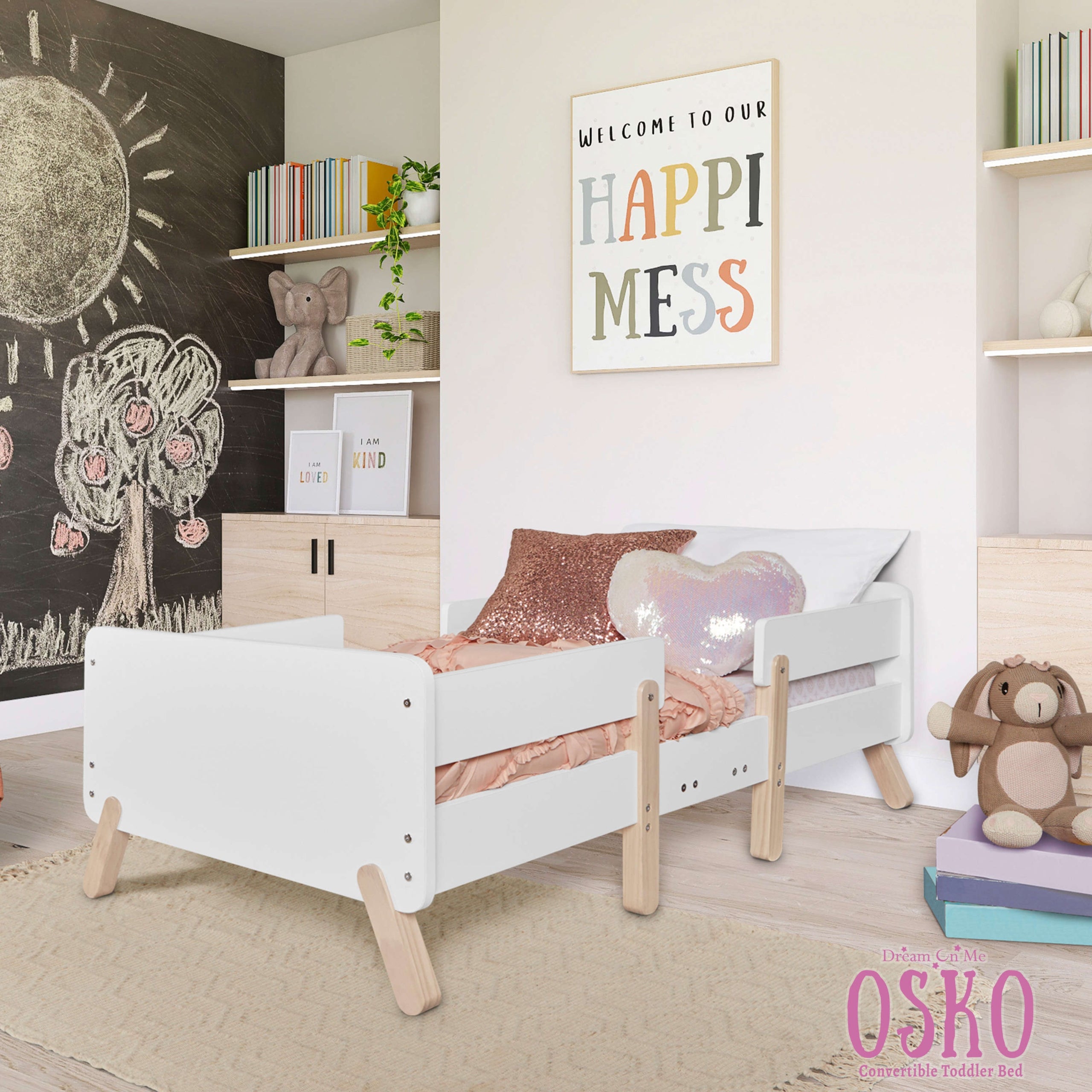 Dream On Me Osko 3-in-1 Convertible Toddler Bed - Transition from Crib to Toddler Bed to Daybed - Perfect for Nursery, Kids Room & Sleepovers