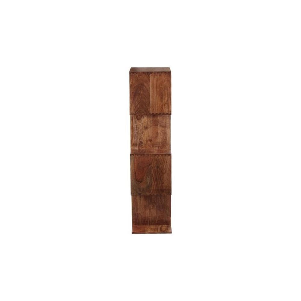 Hawthorne Collections Portola Solid Acacia Wood Bookcase - Brown Wooden Bookshelf for Home Office, Living Room & Bedroom Storage