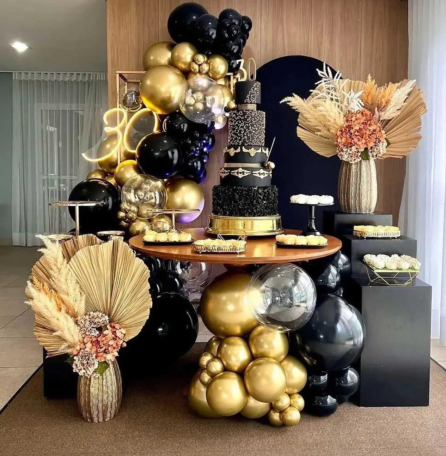 KALOR Black Balloons Garland Arch Kit 110Pcs - 18/12/10/5 Inch Party Balloons for Birthday, Baby Shower, Wedding & Graduation Decorations | Perfect for Indoor/Outdoor Party Backdrops, Photo Booths & Event Centerpieces
