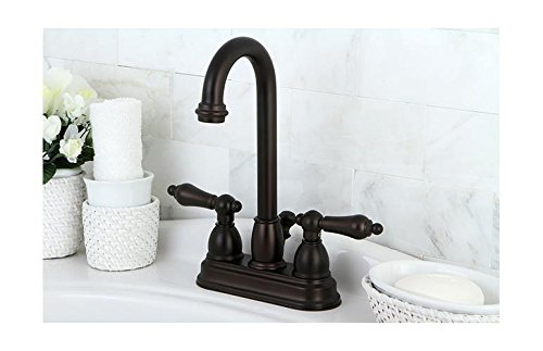 Restoration Double Handle Centerset Bathroom Sink Faucet with ABS Pop-Up Drain - Oil Rubbed Bronze Finish - Perfect for Vintage Style Bathrooms & Powder Rooms