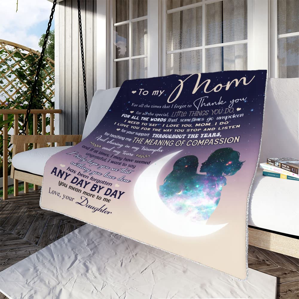 CHIARA CONTI11 Personalized Throw Blanket for Mom - Custom Name Blanket with Moon Night Design - Cozy Gift for Mother's Day, Birthday & Christmas - Perfect for Cuddling on Sofa, Bed or Outdoor Picnics