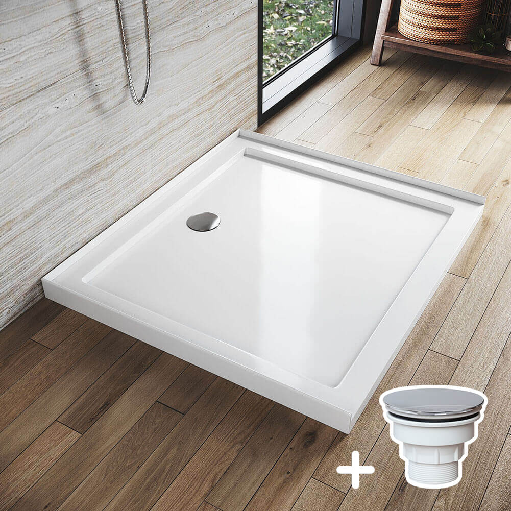 Durable Rectangular Acrylic Fiberglass Shower Base - White Non-Slip Bathroom Floor Pan for Modern Home & Commercial Use