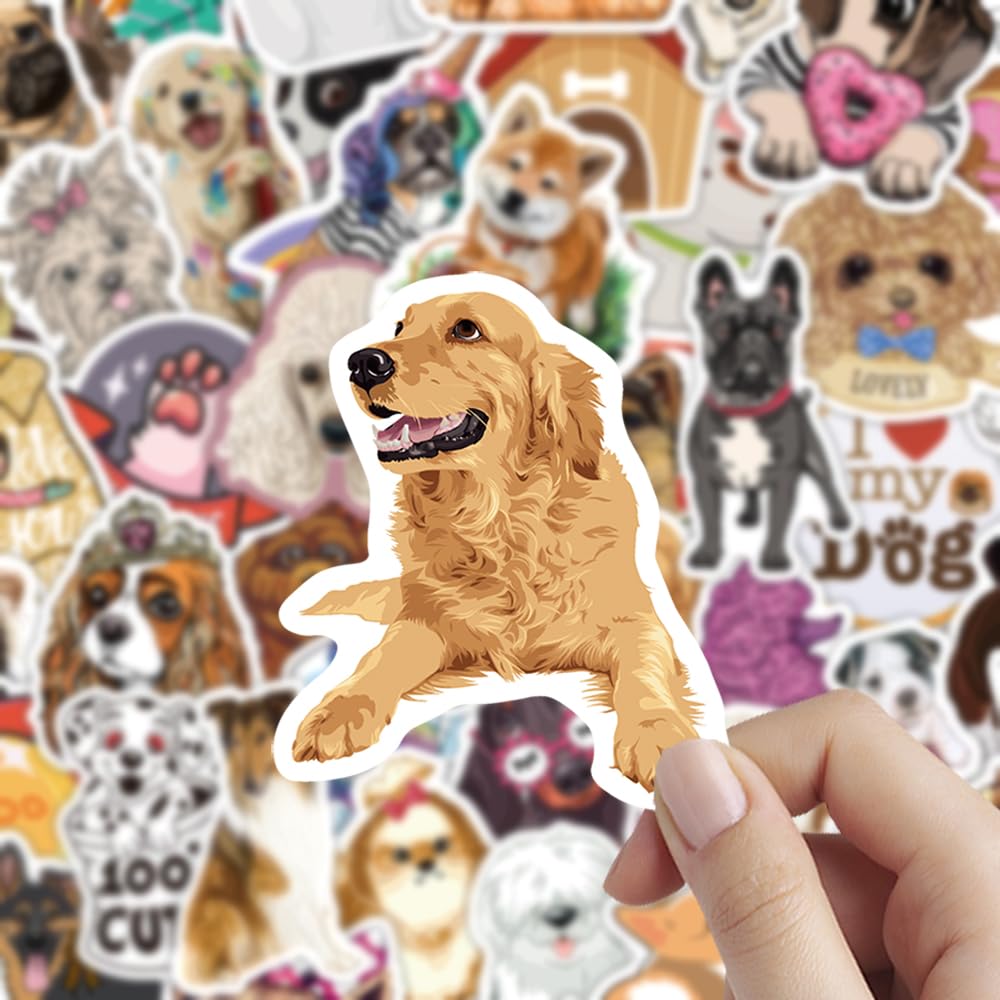 80 Pcs Waterproof Vinyl Dog Stickers for Kids & Teens - Funny Decals for Water Bottles, Laptop, Phone Case, Scrapbook, Luggage, Skateboard, Helmet, Bike & Car - Perfect for School Supplies & DIY Projects