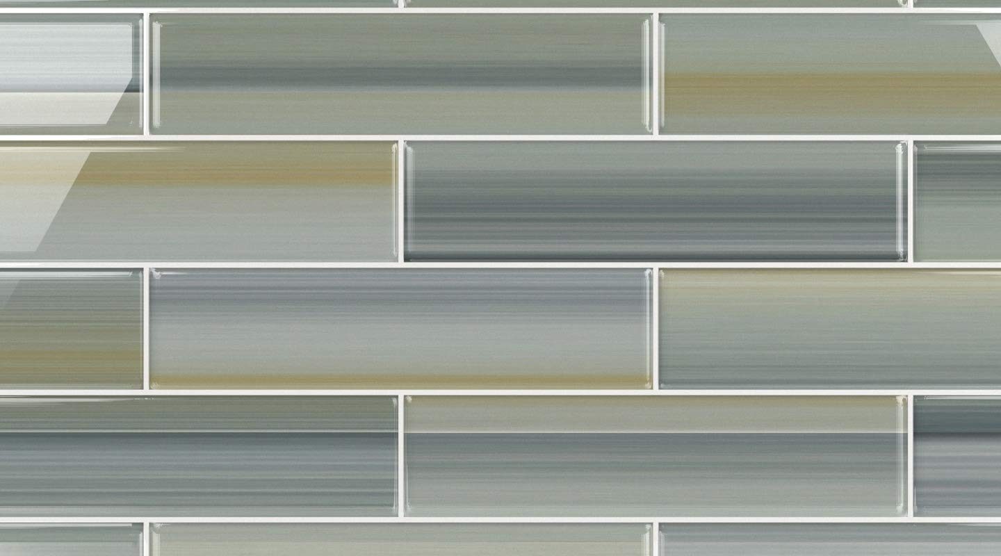 Bodesi Beach Hand Painted Glass Subway Tile 3x12 - Coastal Blue Ceramic Wall Tile for Kitchen Backsplash, Bathroom Shower, and Pool Designs