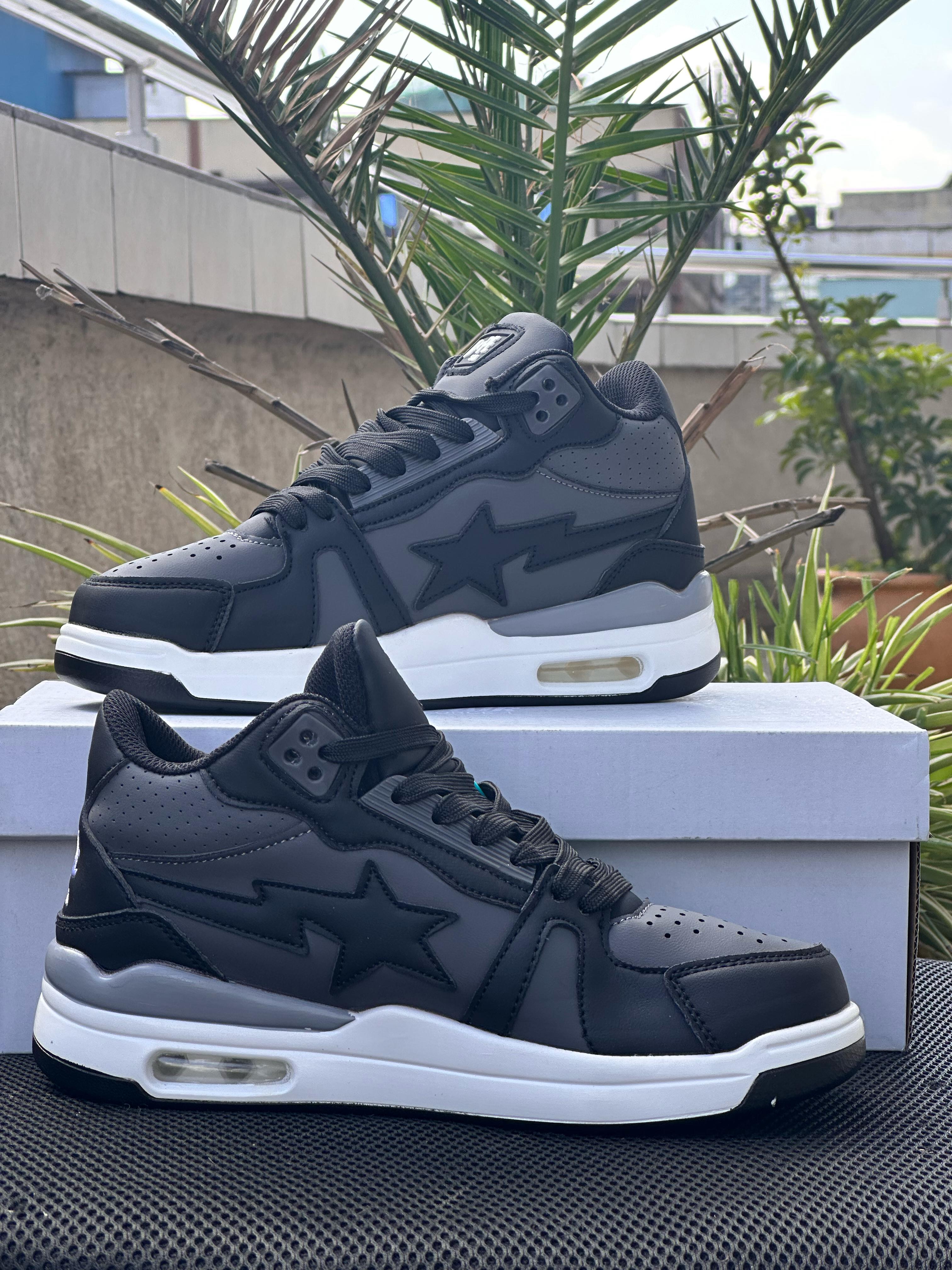 Bape Sta High Cut Sneakers - Black & Grey Colorway | Streetwear Fashion for Men & Women | Perfect for Casual Wear & Urban Style