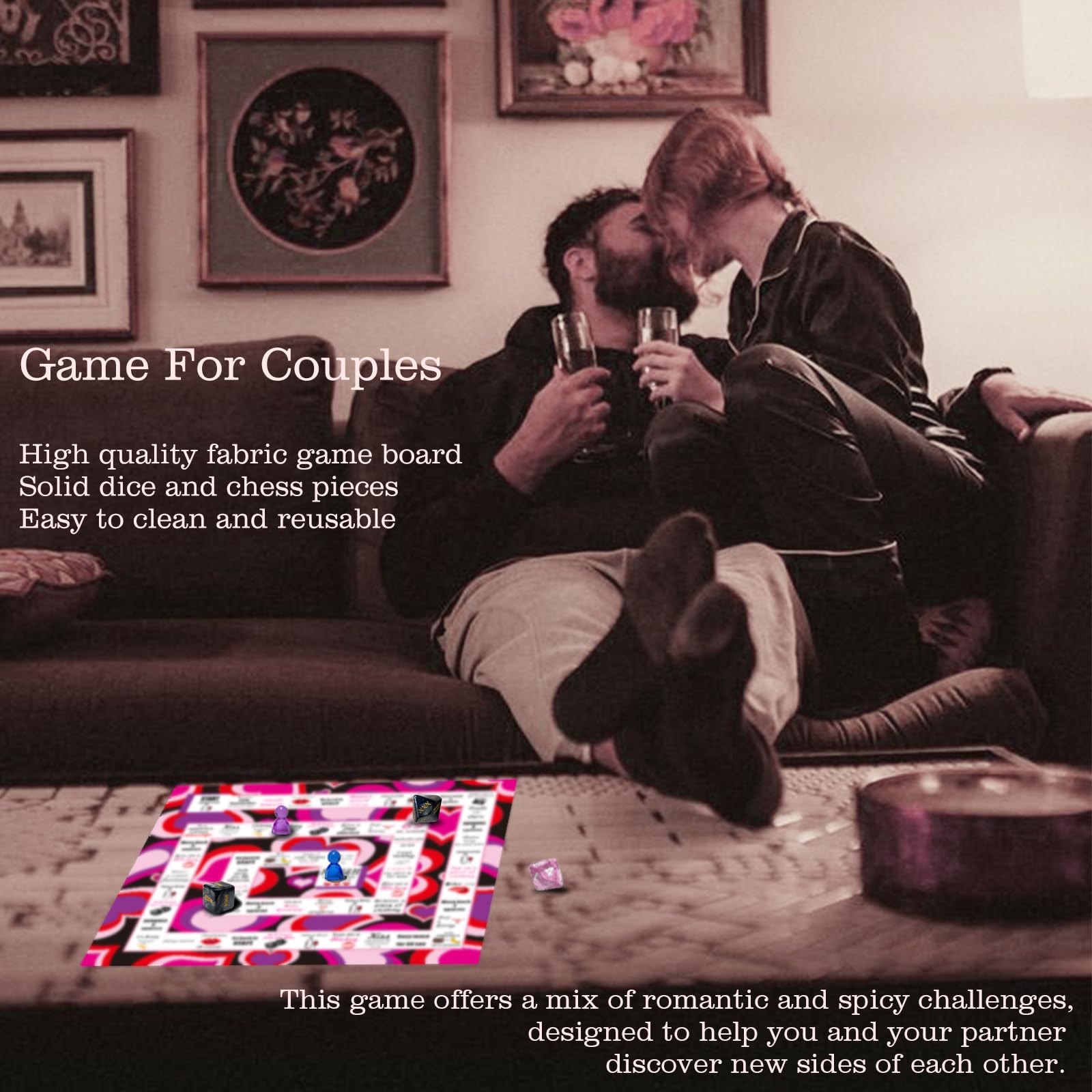 Romantic Couples Board Game for Date Night - Fun & Sexy Dice Game for 2 Players | Enhance Intimacy & Spice Up Your Relationship | Perfect for Anniversaries, Valentine's Day & Romantic Evenings