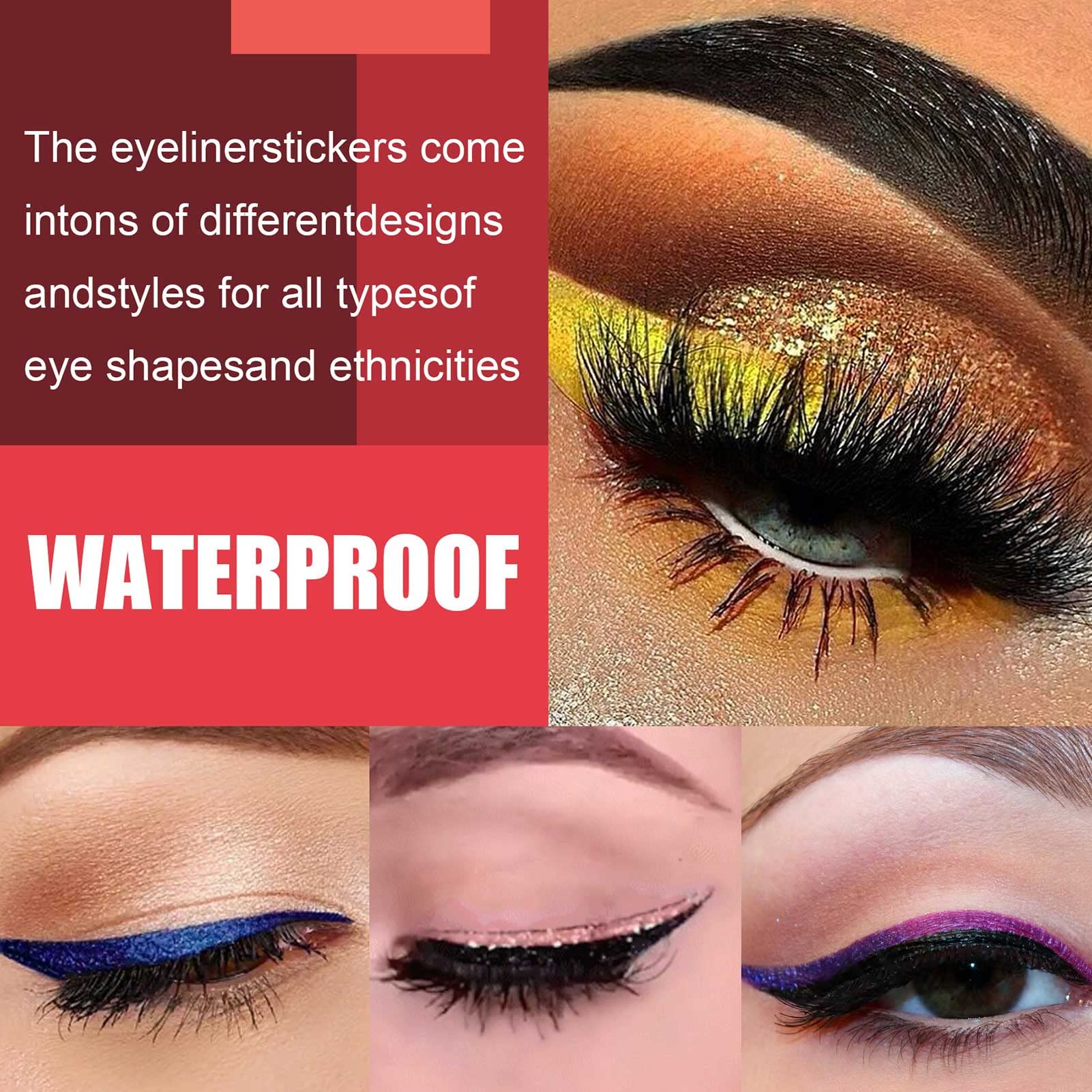 4 Pairs Universal Eyeliner & Eyelash Patches - Waterproof, Reusable Eye Makeup Stickers for Perfect Winged Liner & Lash Application - Ideal for Daily Makeup, Parties, and Professional Salon Use