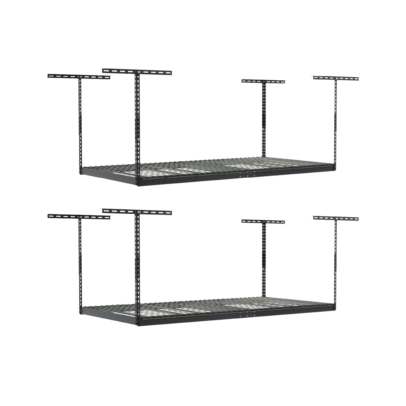 2-Pack 4x8 Overhead Garage Storage Racks - Heavy Duty Ceiling Shelving System with Adjustable Height (24