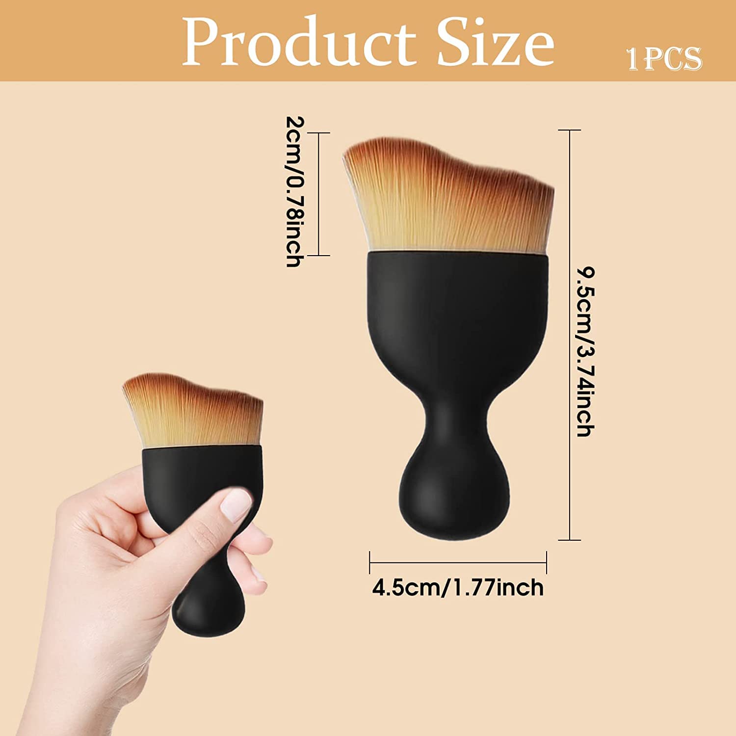 TCCO Foundation Makeup Brush - Flat Kabuki for Liquid, Cream & Powder - Travel-Friendly with Case for On-the-Go Beauty