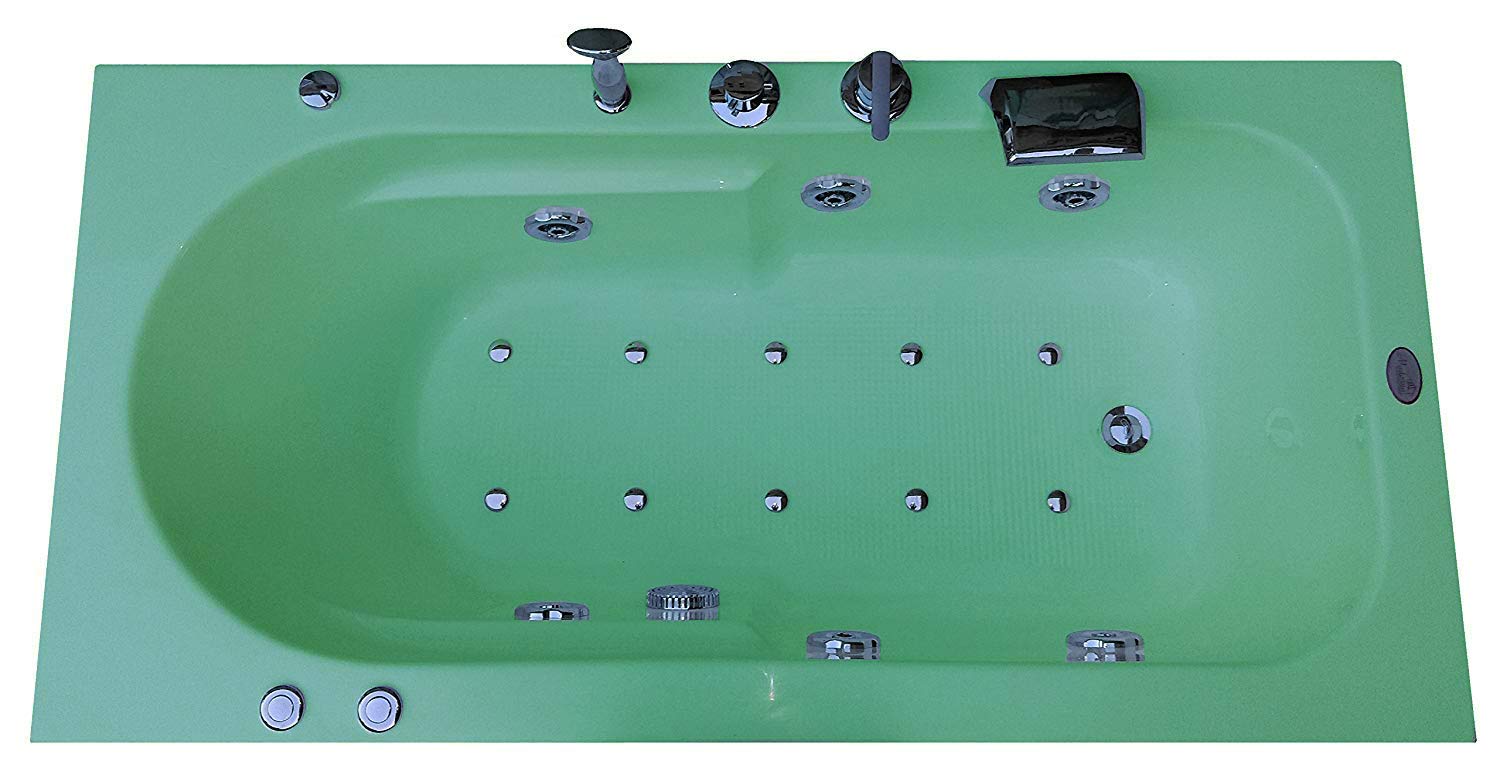 Madonna Melody Acrylic Whirlpool Bathtub with Bubble Massage & Water Filler System - Green Luxury Spa Tub for Relaxation & Home Bathroom Upgrade