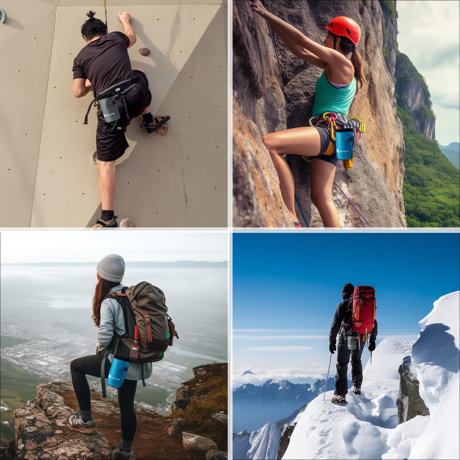 **Premium Rock Climbing Chalk Bag with Zippered Pocket & Drawstring Closure - Ideal for Climbing, Weightlifting, Gymnastics & Workouts (Gray)**    *Perfect for outdoor adventures, gym sessions, and intense training routines.*