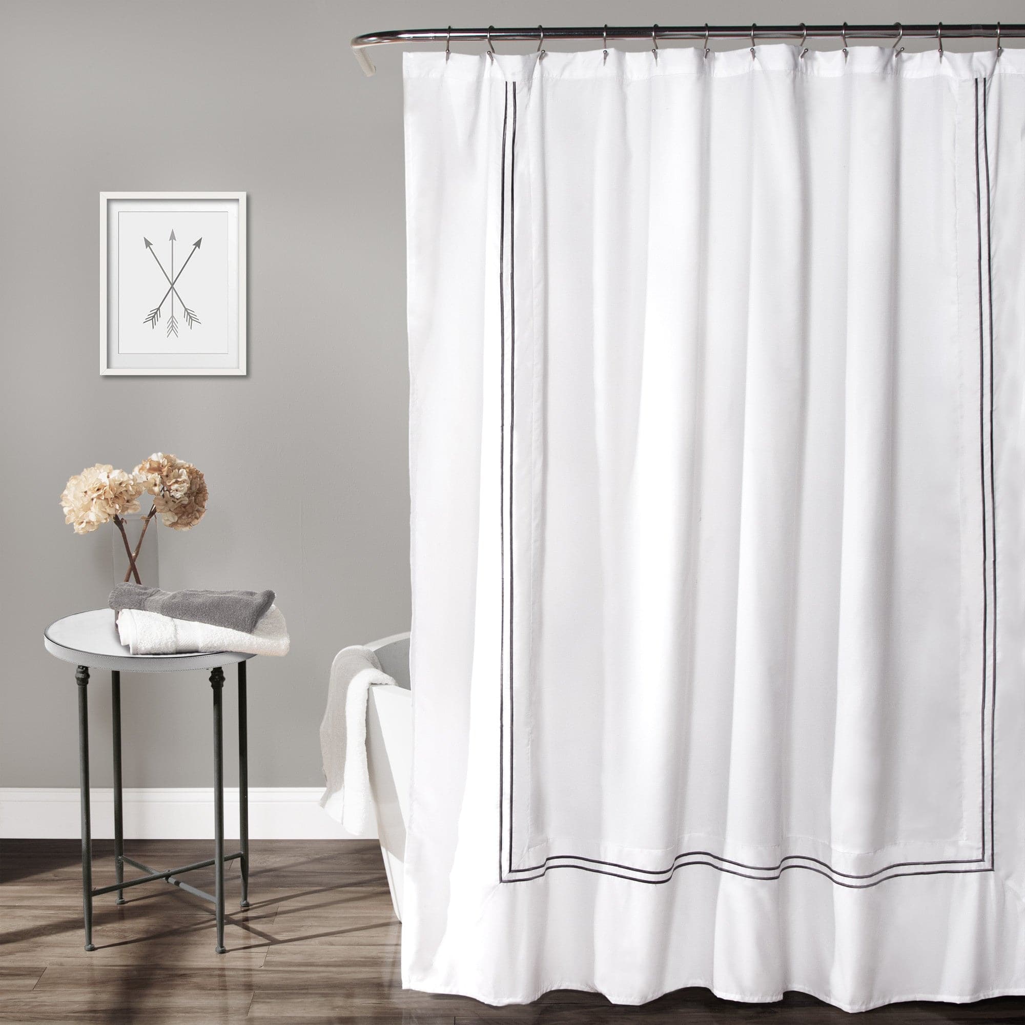 Luxury Hotel Collection Shower Curtain - Waterproof Fabric Bathroom Decor with 12 Hooks - Perfect for Master Bath, Guest Bath & Apartment Living (72