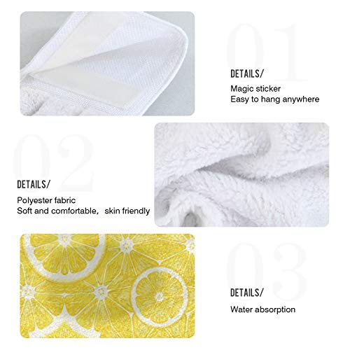 Bright Yellow Lemon Print Kitchen Hanging Towels - 12