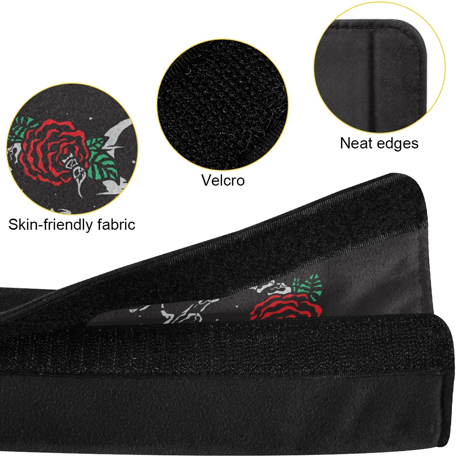 Scorpion Red Rose Flowers Crescent Moon Black Adjustable Car Seat Belt Pad Cover - Universal Shoulder Strap Cushion for Adults & Kids - Comfortable Driving Protection for Long Trips, Commuting, and Road Trips