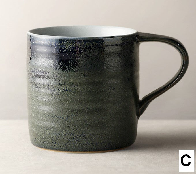 Handmade Ceramic Coffee Mug Set - Blue, Green & Black Large Capacity Modern Pottery Cups for Home, Office & Gifts | Perfect for Coffee, Tea & Hot Beverages