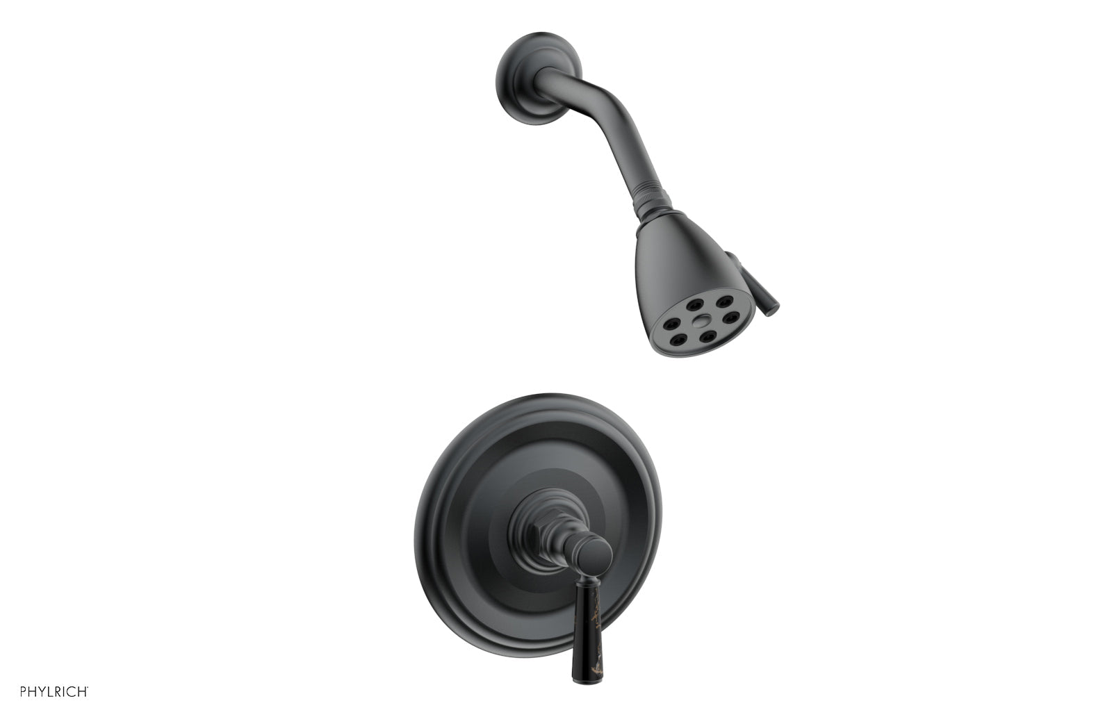 HEX TRADITIONAL Pressure Balance Shower Set - Black Marble Finish, 500 GPM, 23 Function Spray - Perfect for Modern Bathroom & Spa Experience