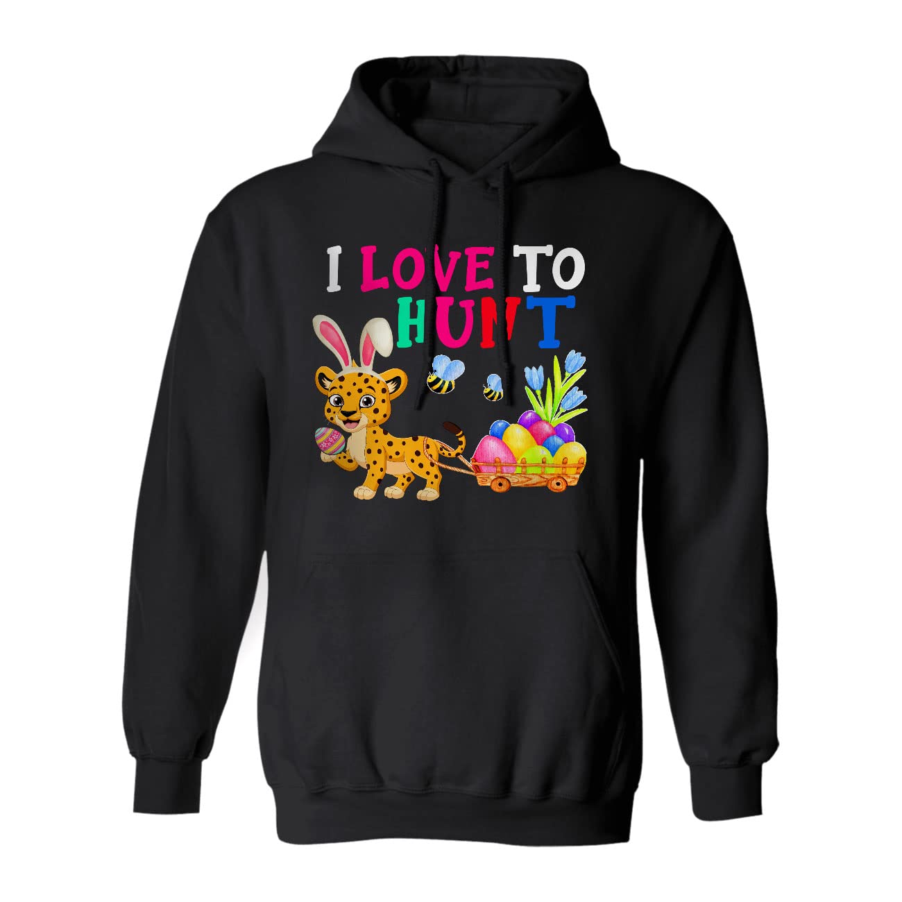 Cute Happy Easter Bunny Cheetah Egg Hunting Hoodie & Sweatshirt - Perfect Gift for Easter Lovers - Great for Easter Egg Hunts & Spring Celebrations