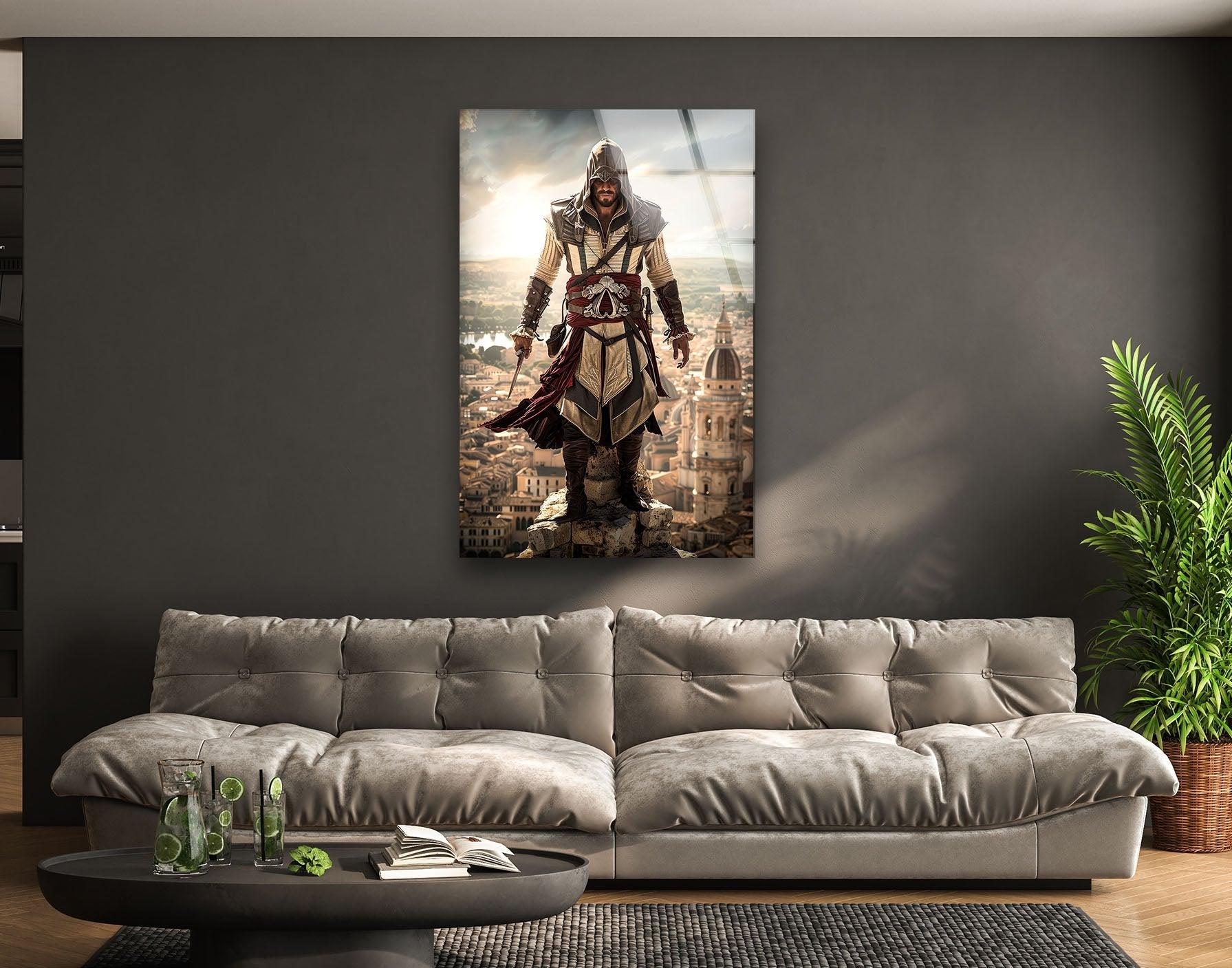 Assassin's Creed Movie Inspired Glass Wall Art Decor - Premium Tempered Glass Print for Home, Office, or Gaming Room - Perfect for Fans of Video Game and Action Movie Collectibles